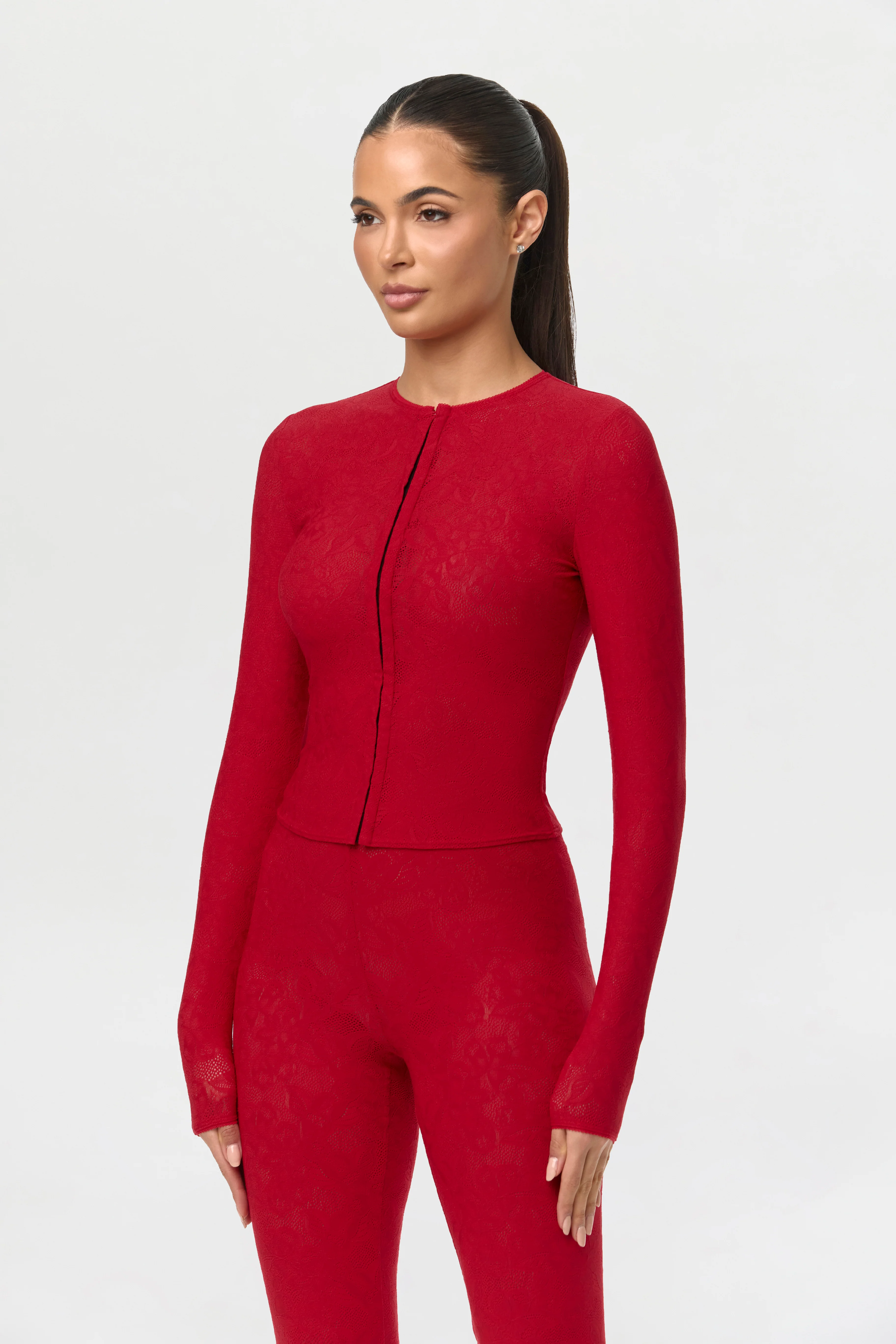 Stretch Lace Cardigan Top - Image 3