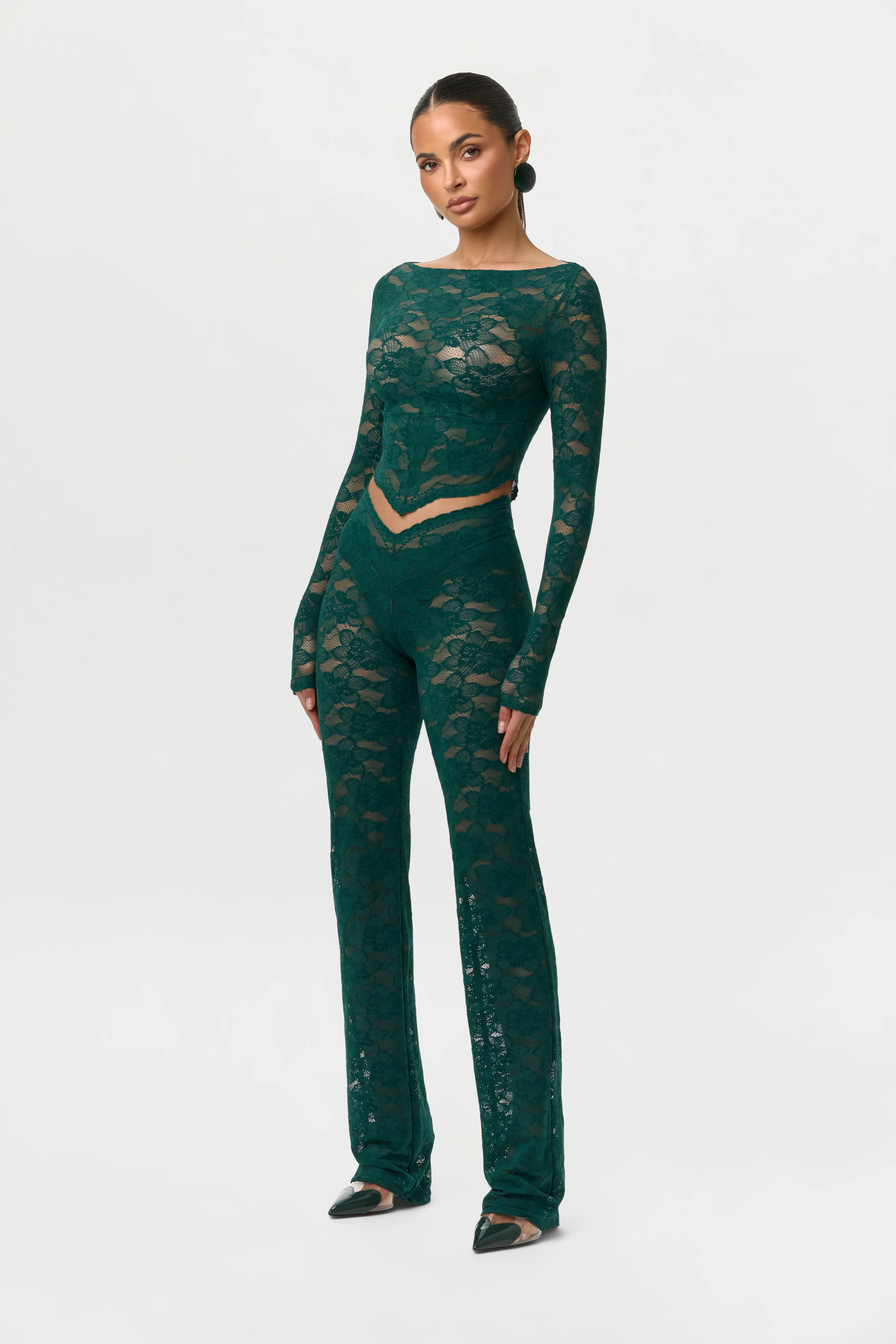 Stretch Lace Straight Leg Pants - Image 2