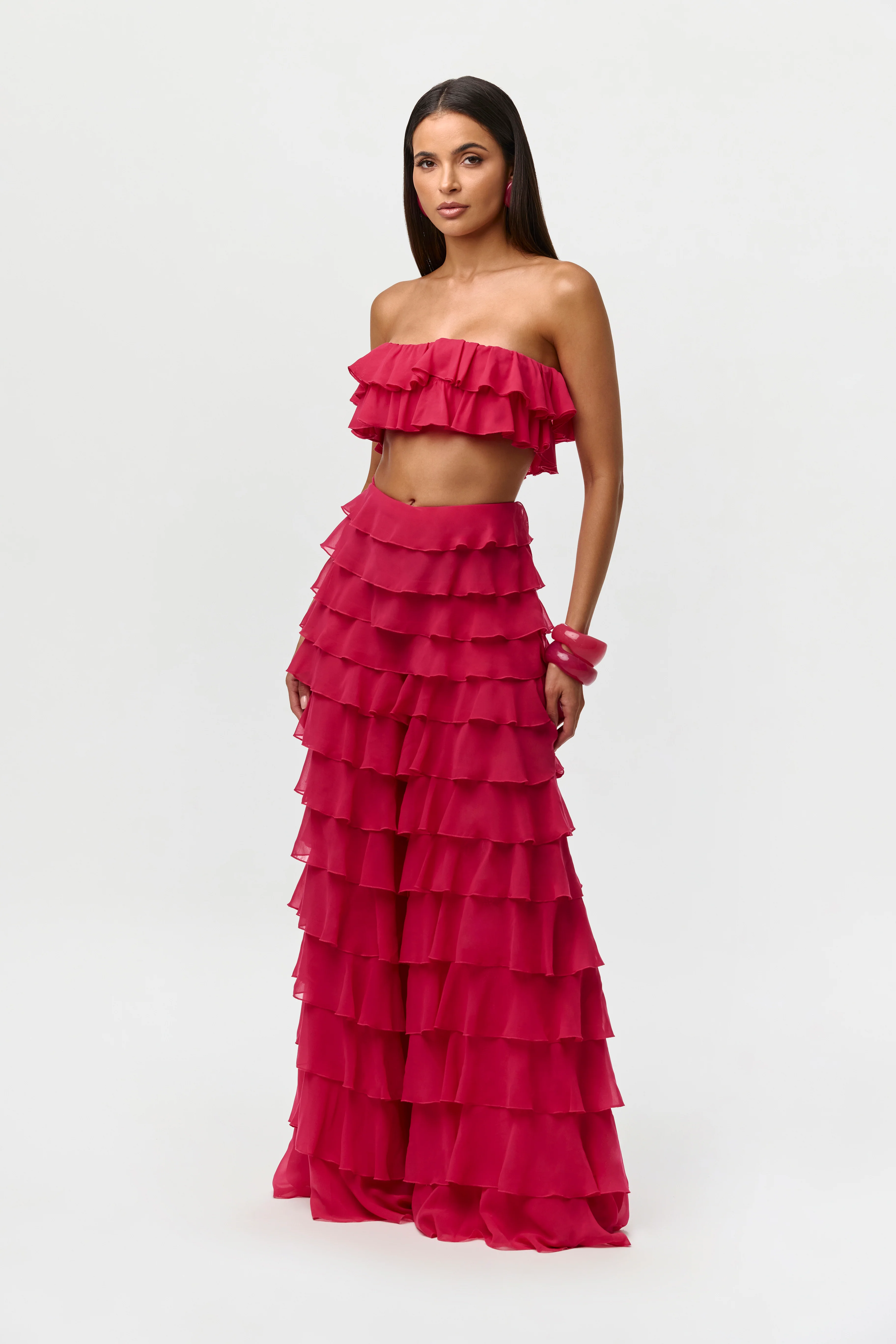 Chiffon Ruffle Wide Leg Pants - Image 2