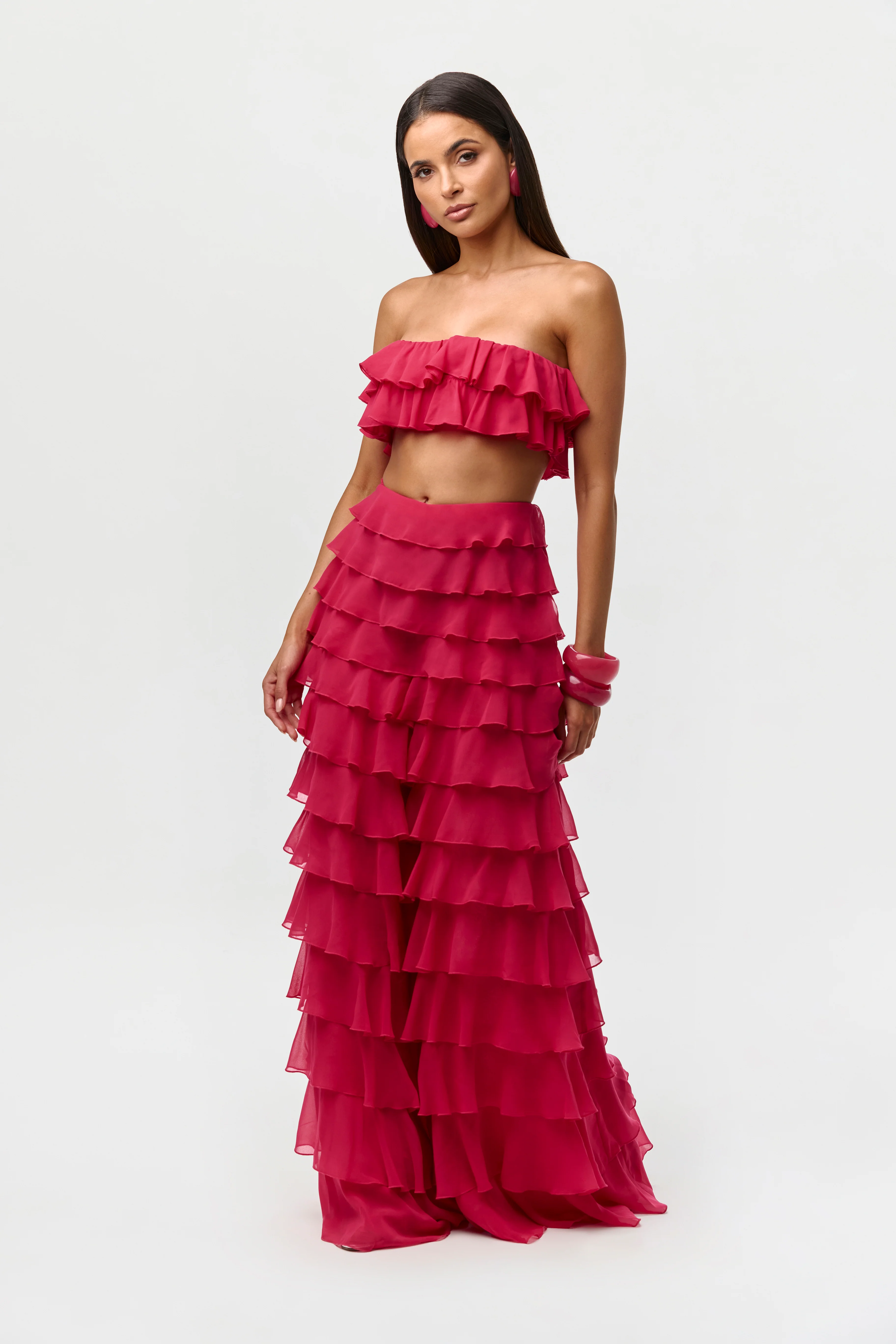 Chiffon Ruffle Wide Leg Pants - Image 3
