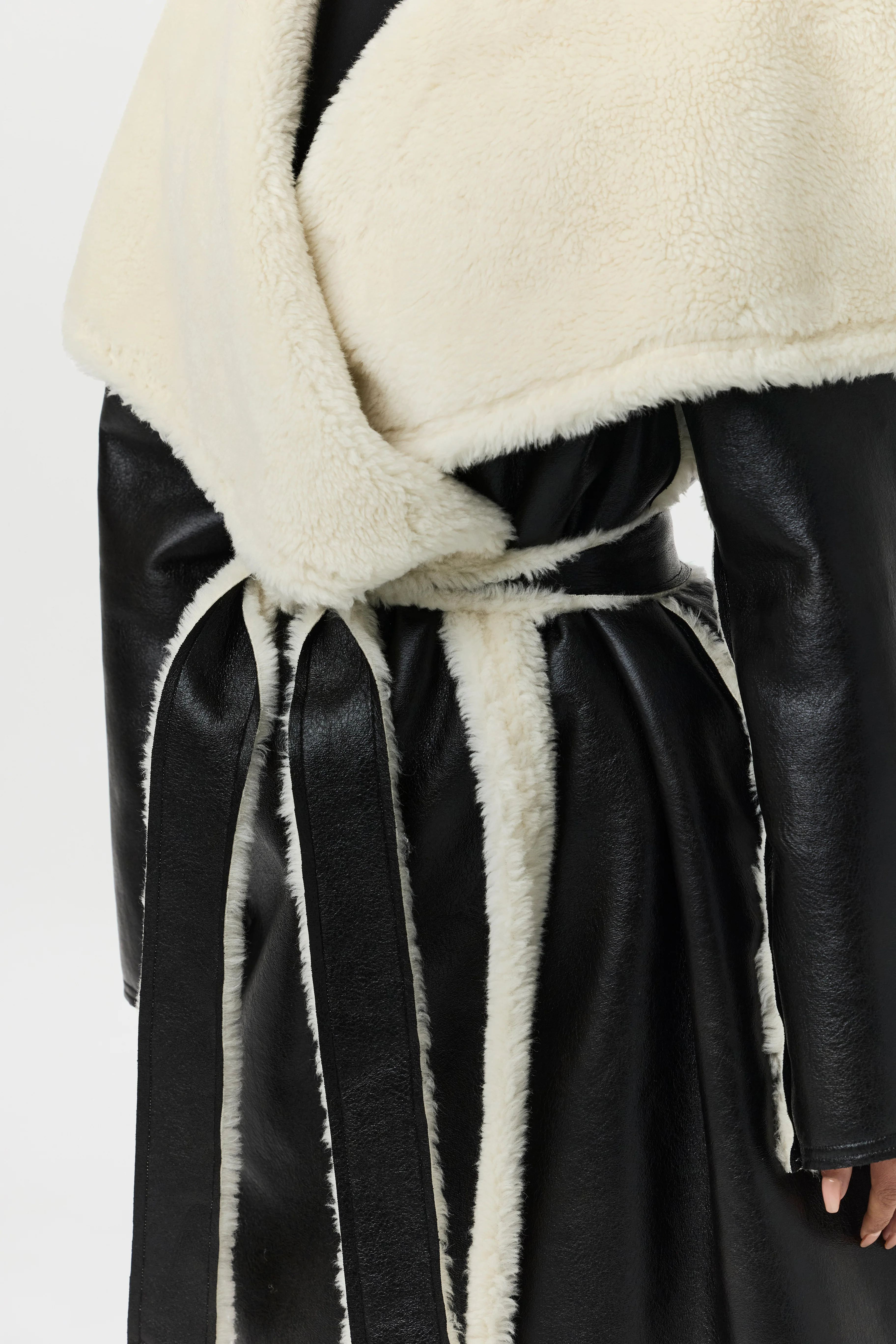 Vegan Leather Sherpa Coat - Image 4