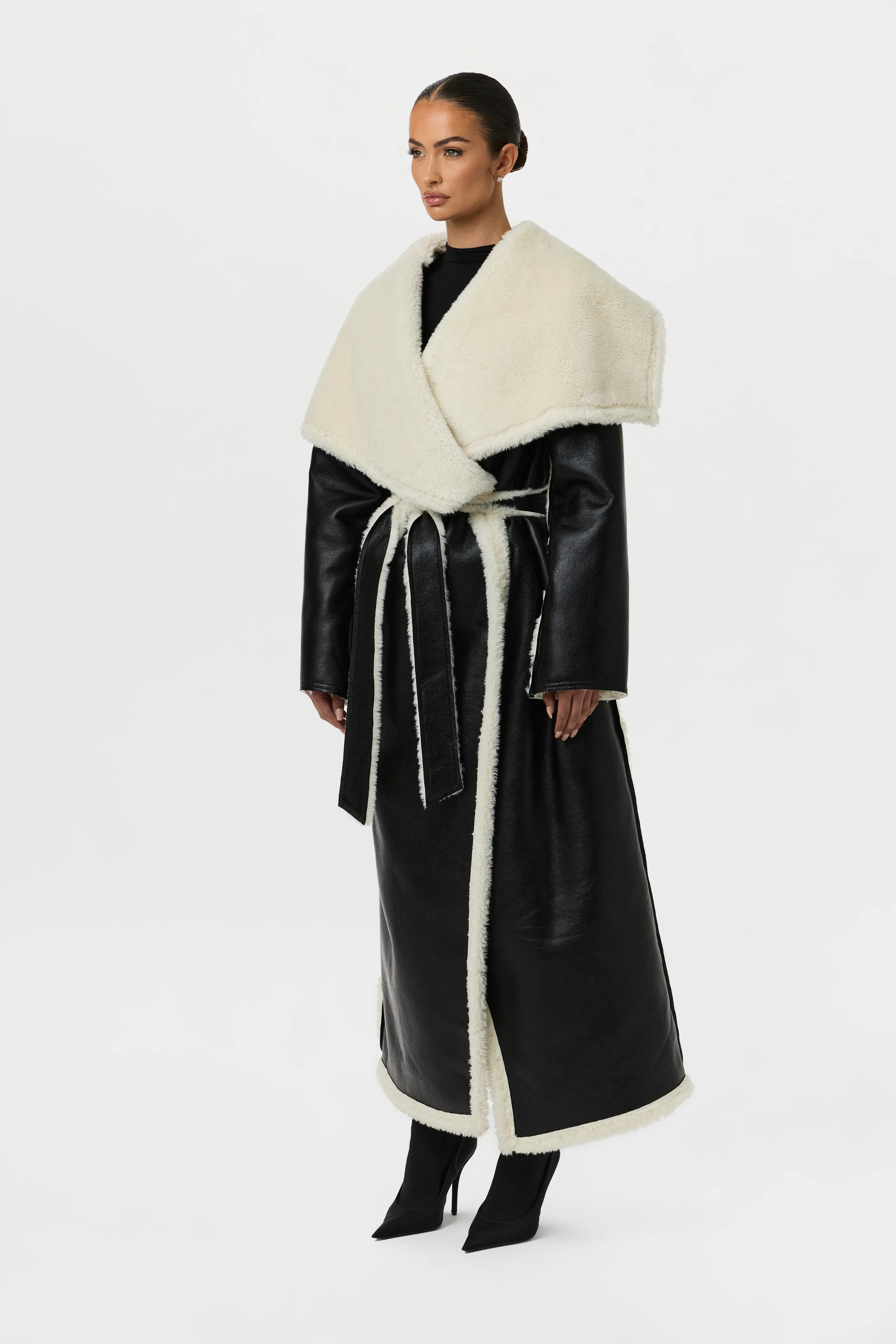 Vegan Leather Sherpa Coat - Image 5