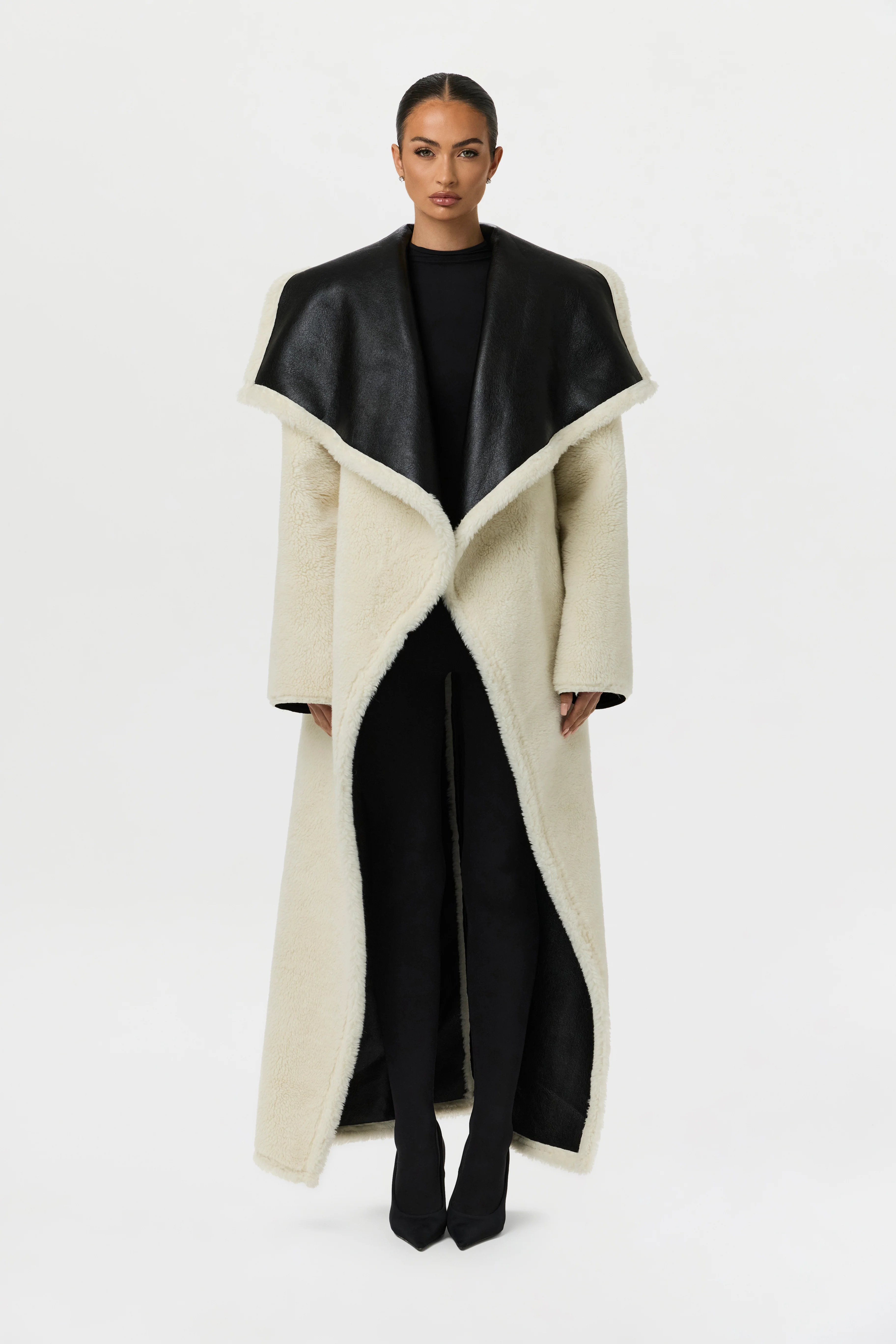 Vegan Leather Sherpa Coat - Image 6