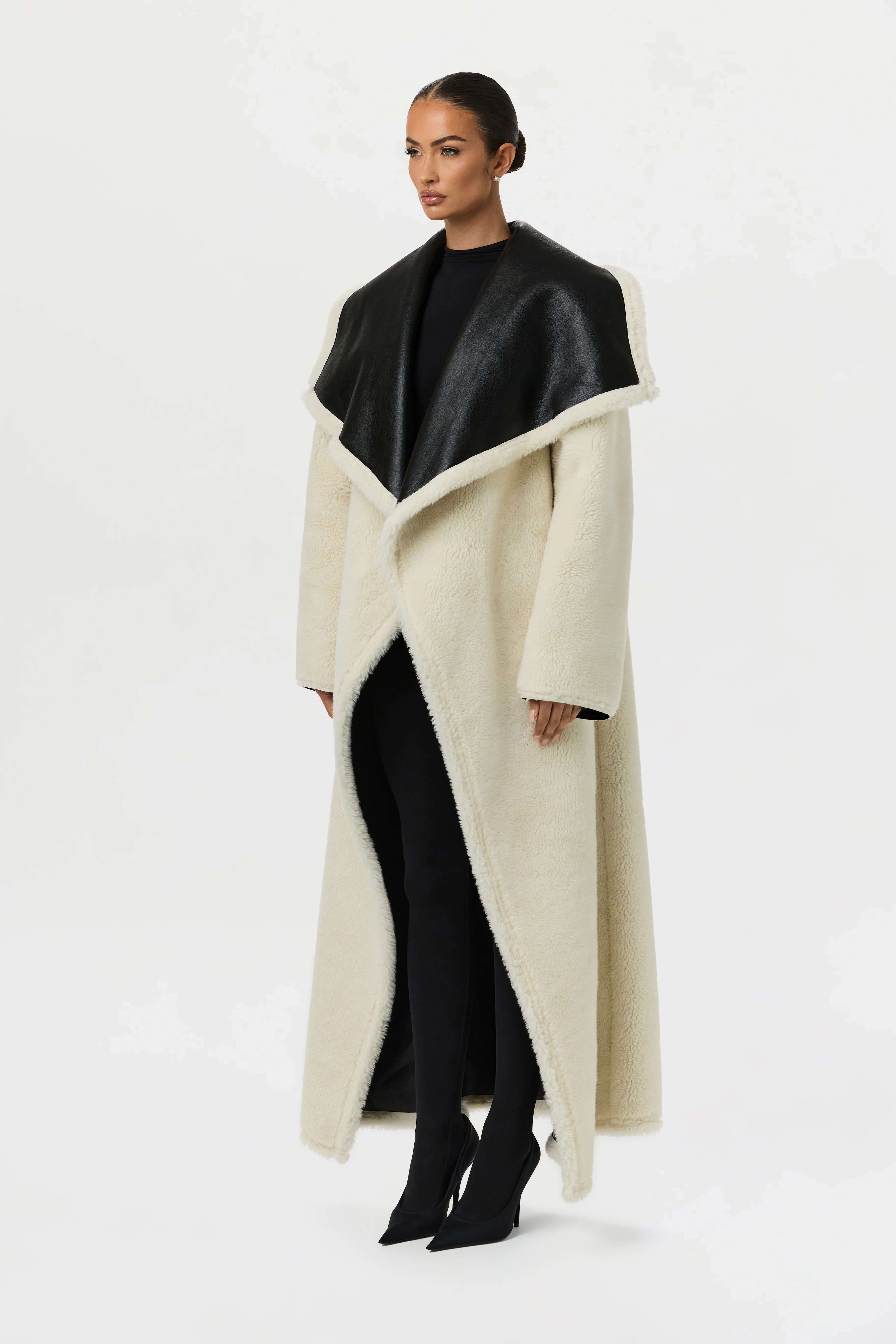 Vegan Leather Sherpa Coat - Image 7