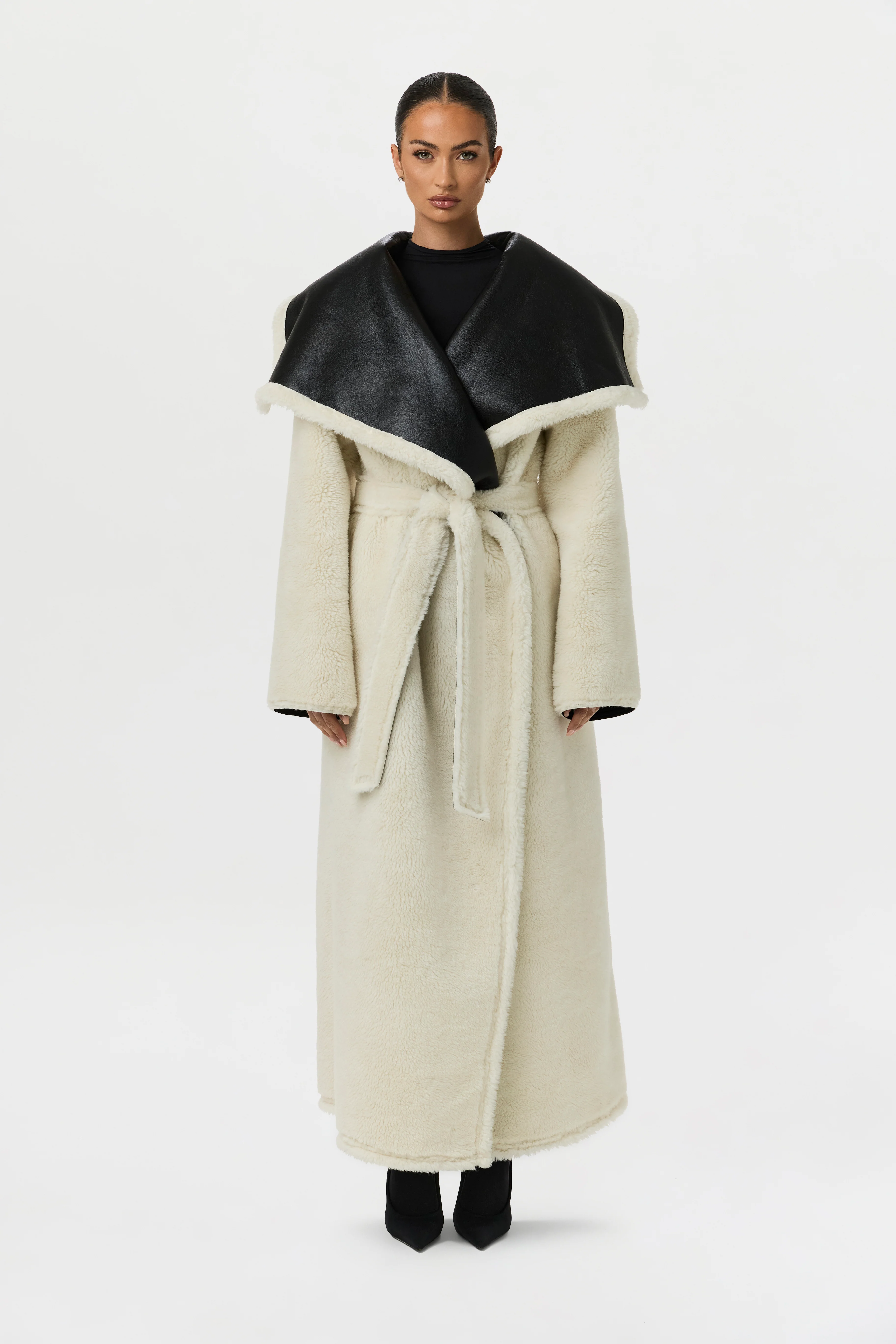 Vegan Leather Sherpa Coat - Image 8