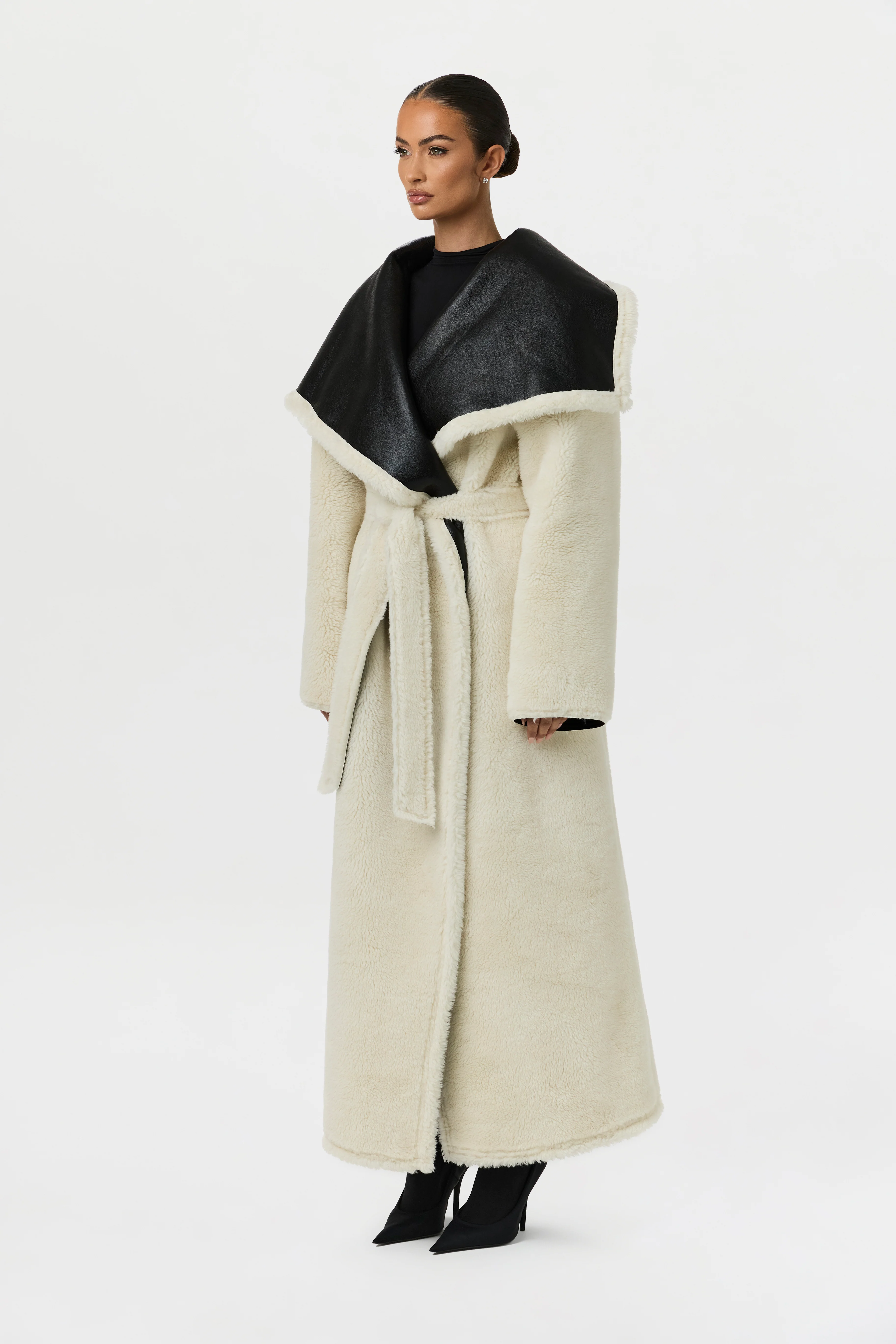 Vegan Leather Sherpa Coat - Image 9