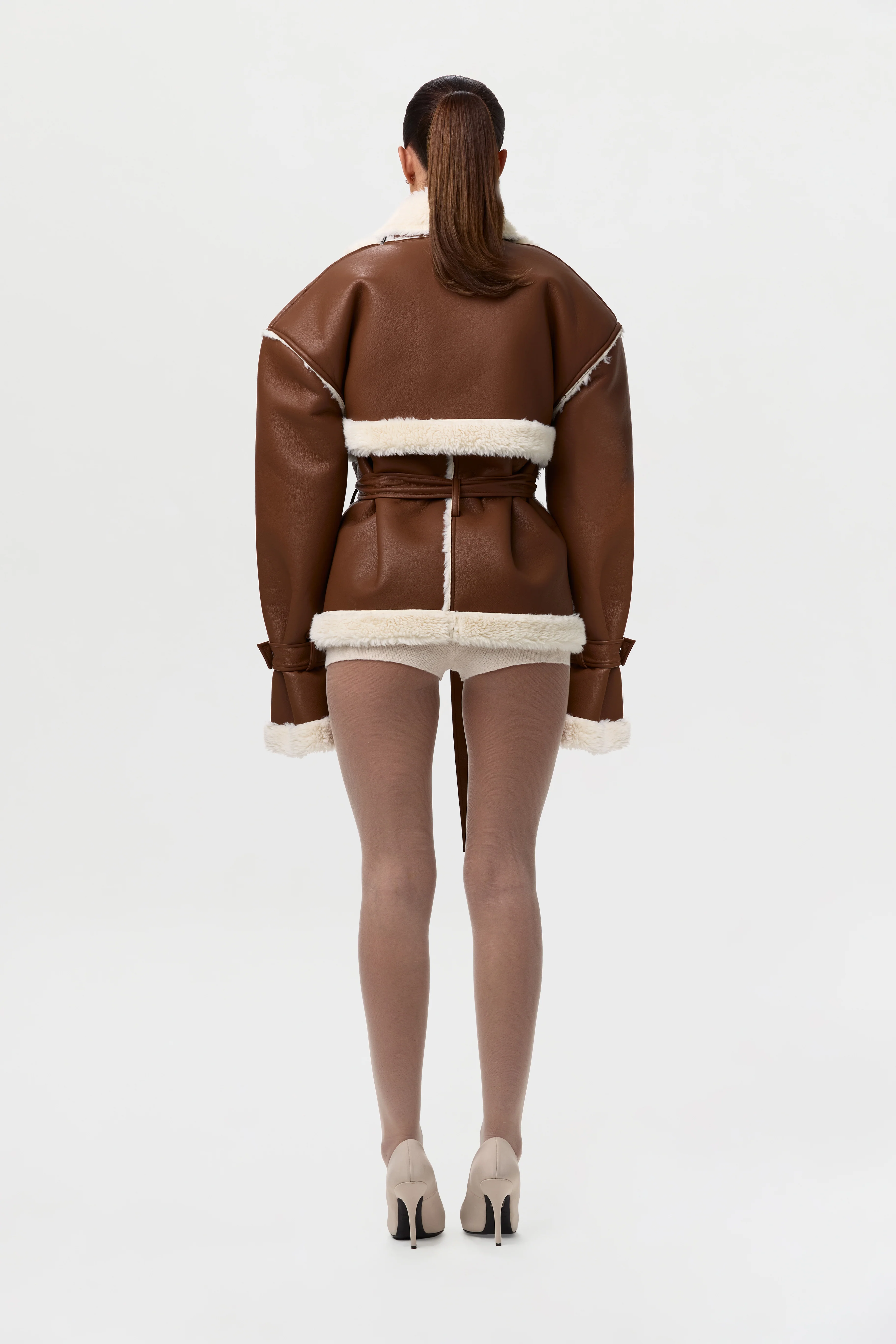 Vegan Leather Sherpa Coat - Image 10