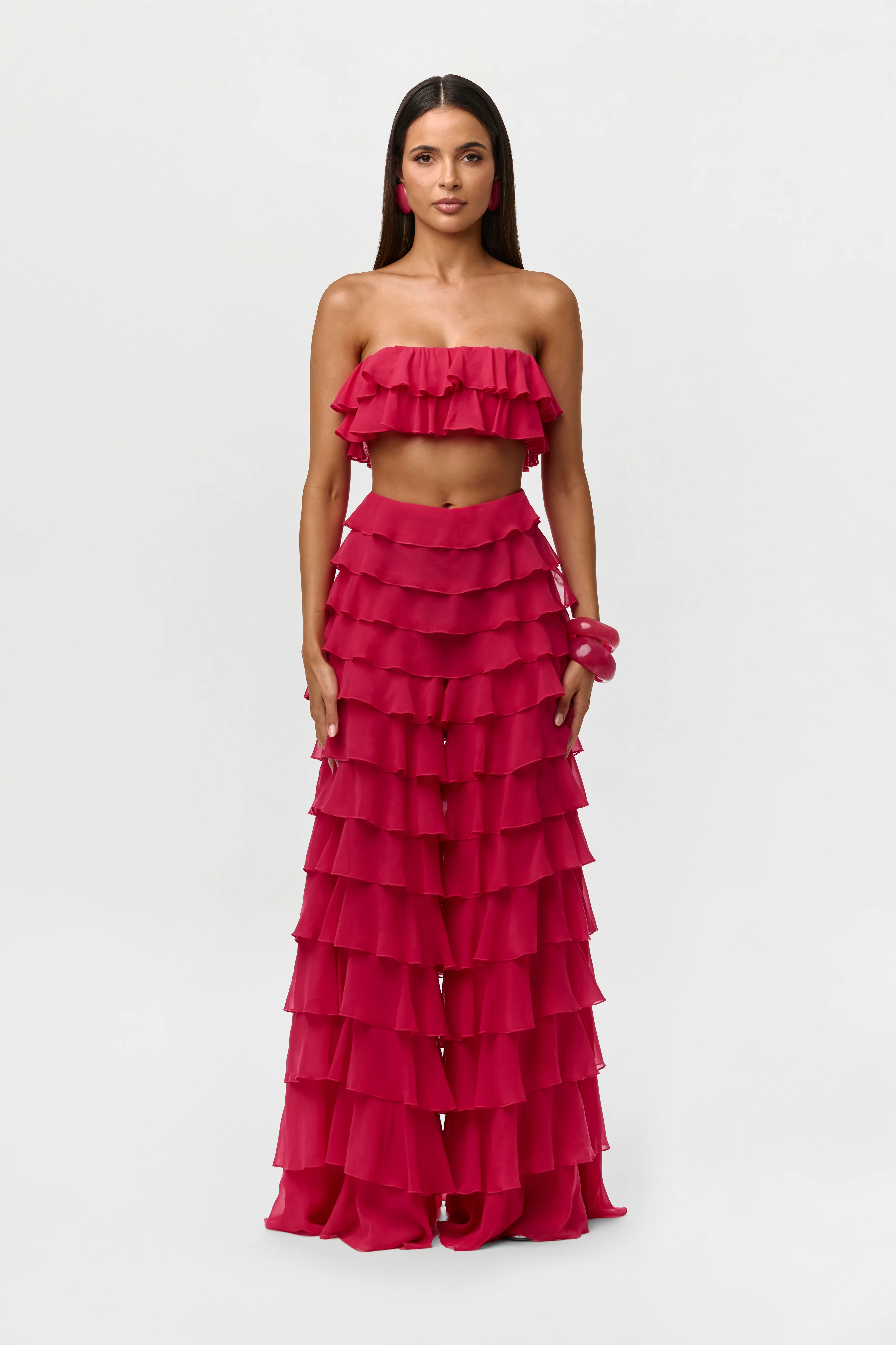 Chiffon Ruffle Bandeau Top - Image 2