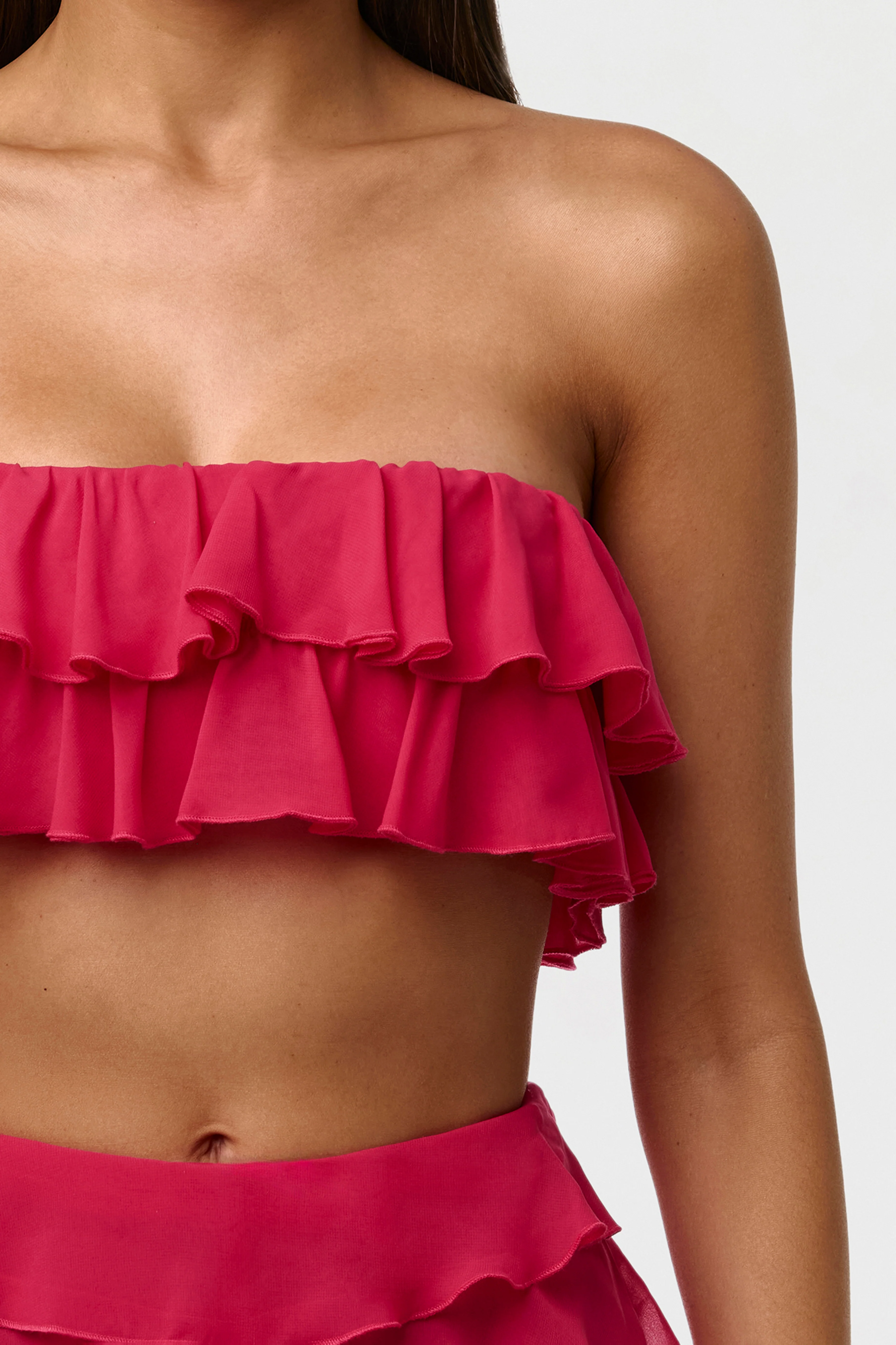 Chiffon Ruffle Bandeau Top - Image 3
