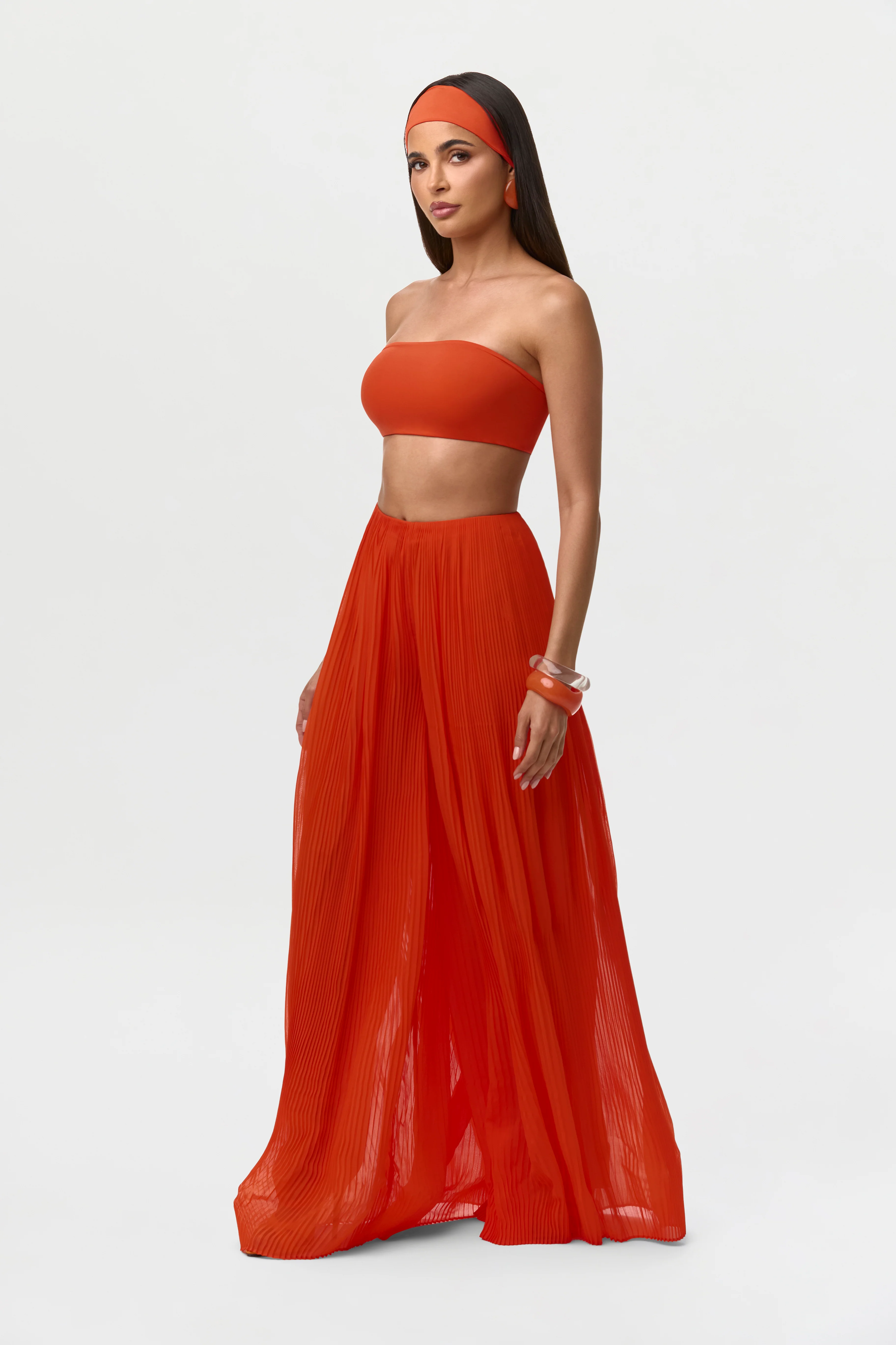 Chiffon Pleated Wide Leg Pants - Image 3