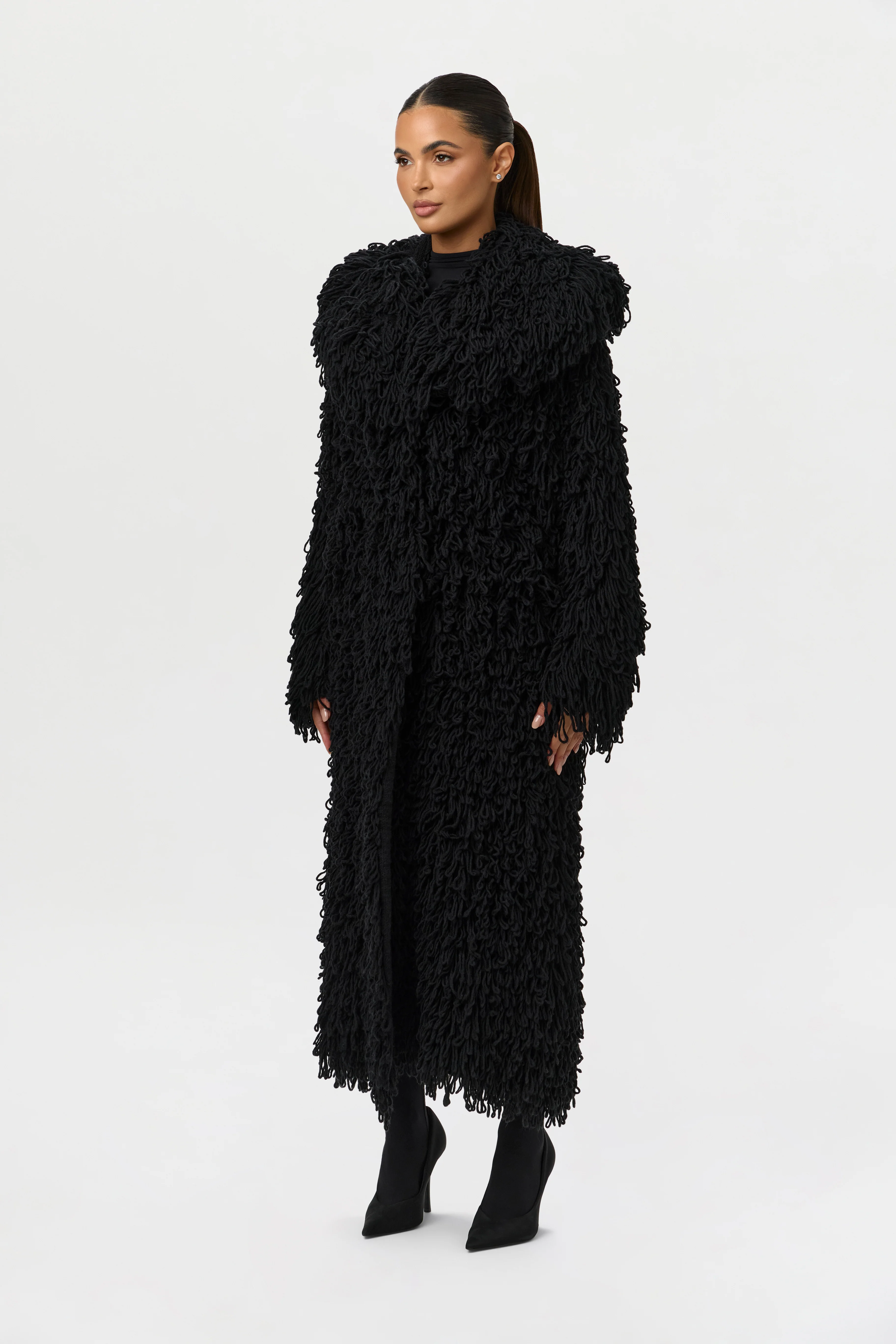 Knit Shaggy Loop Coat - Image 4