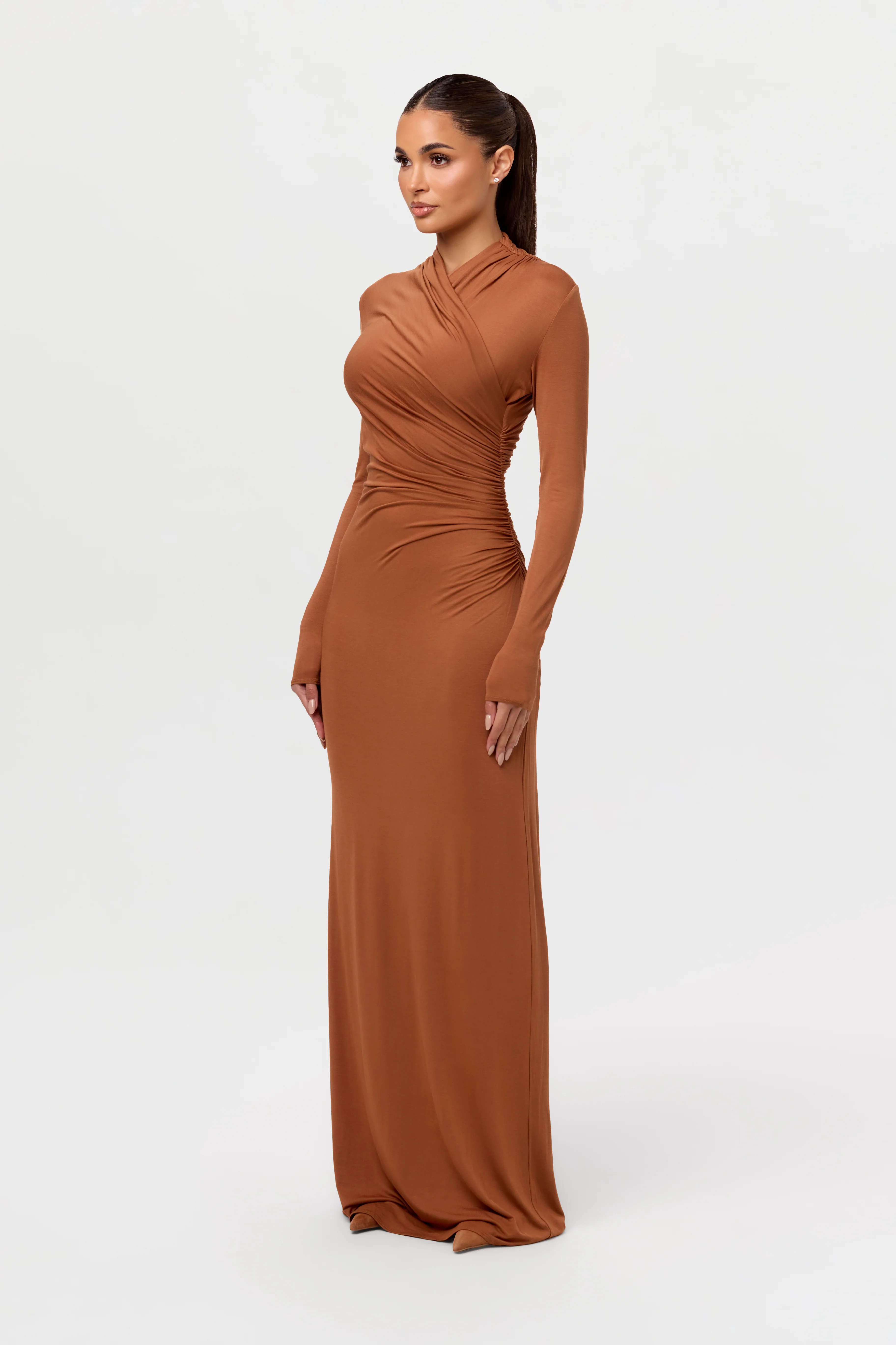 Modal Overlay Ruched Maxi Dress - Image 10