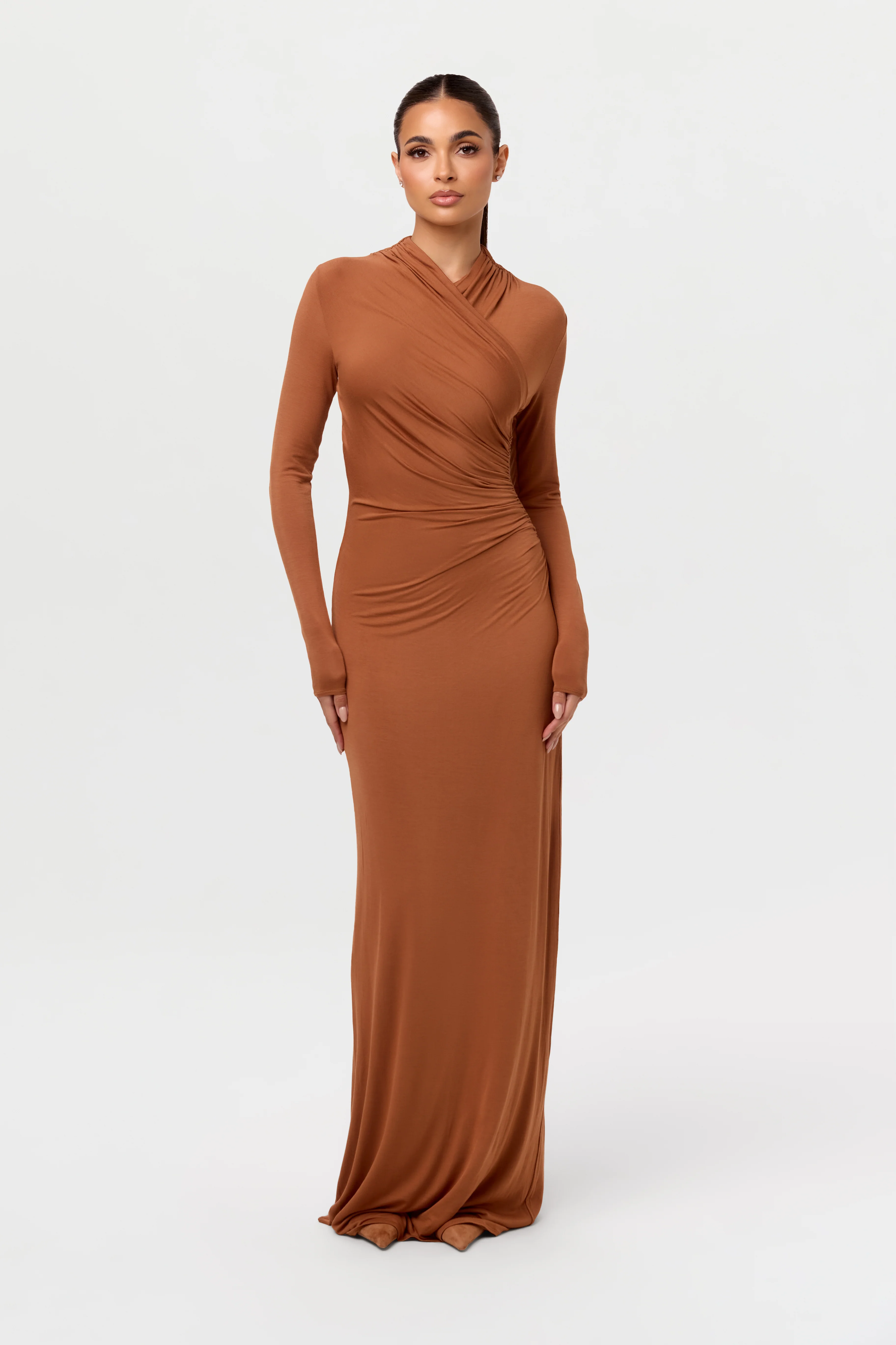 Modal Overlay Ruched Maxi Dress - Image 11