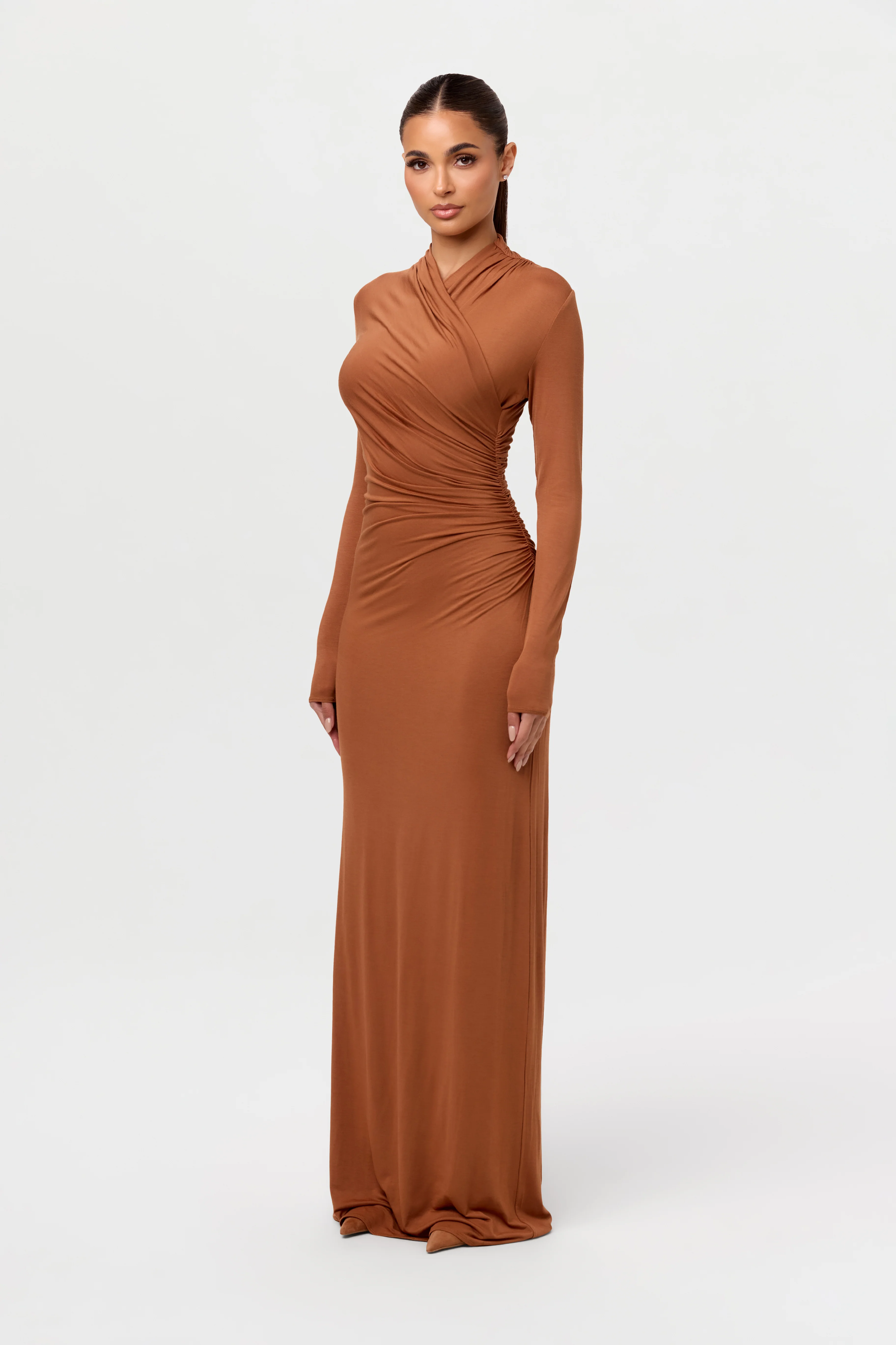 Modal Overlay Ruched Maxi Dress - Image 12