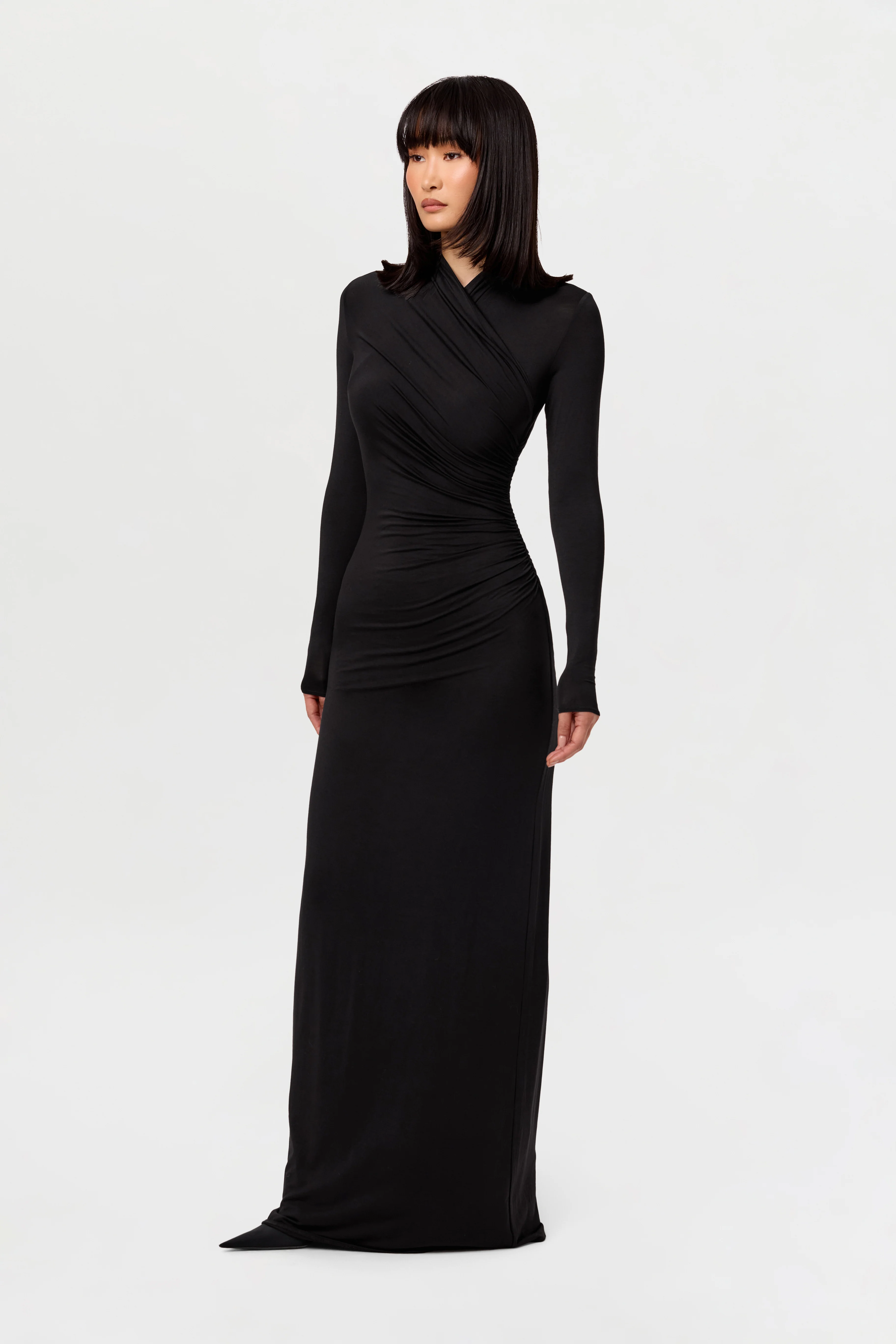 Modal Overlay Ruched Maxi Dress - Image 3