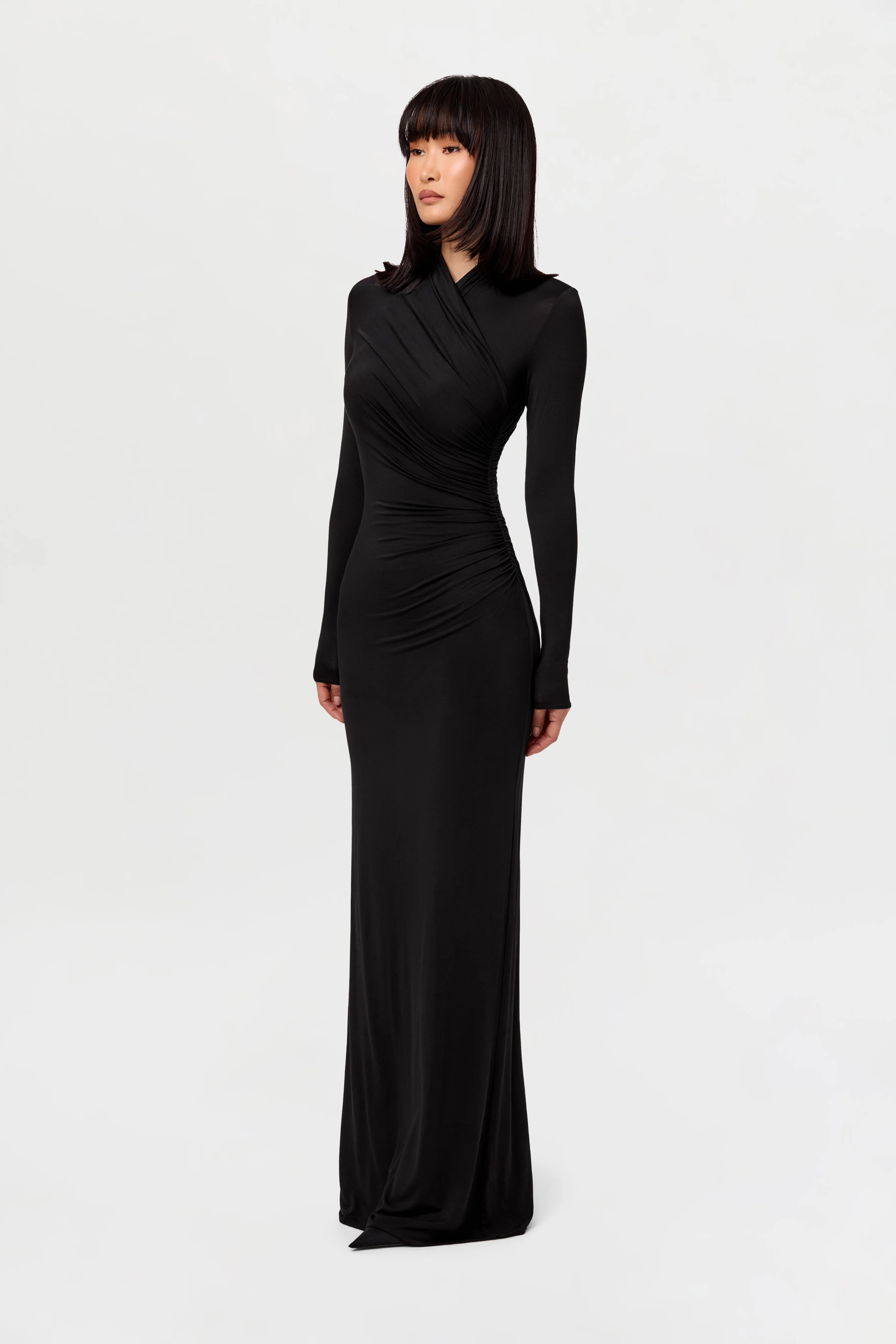 Modal Overlay Ruched Maxi Dress - Image 5
