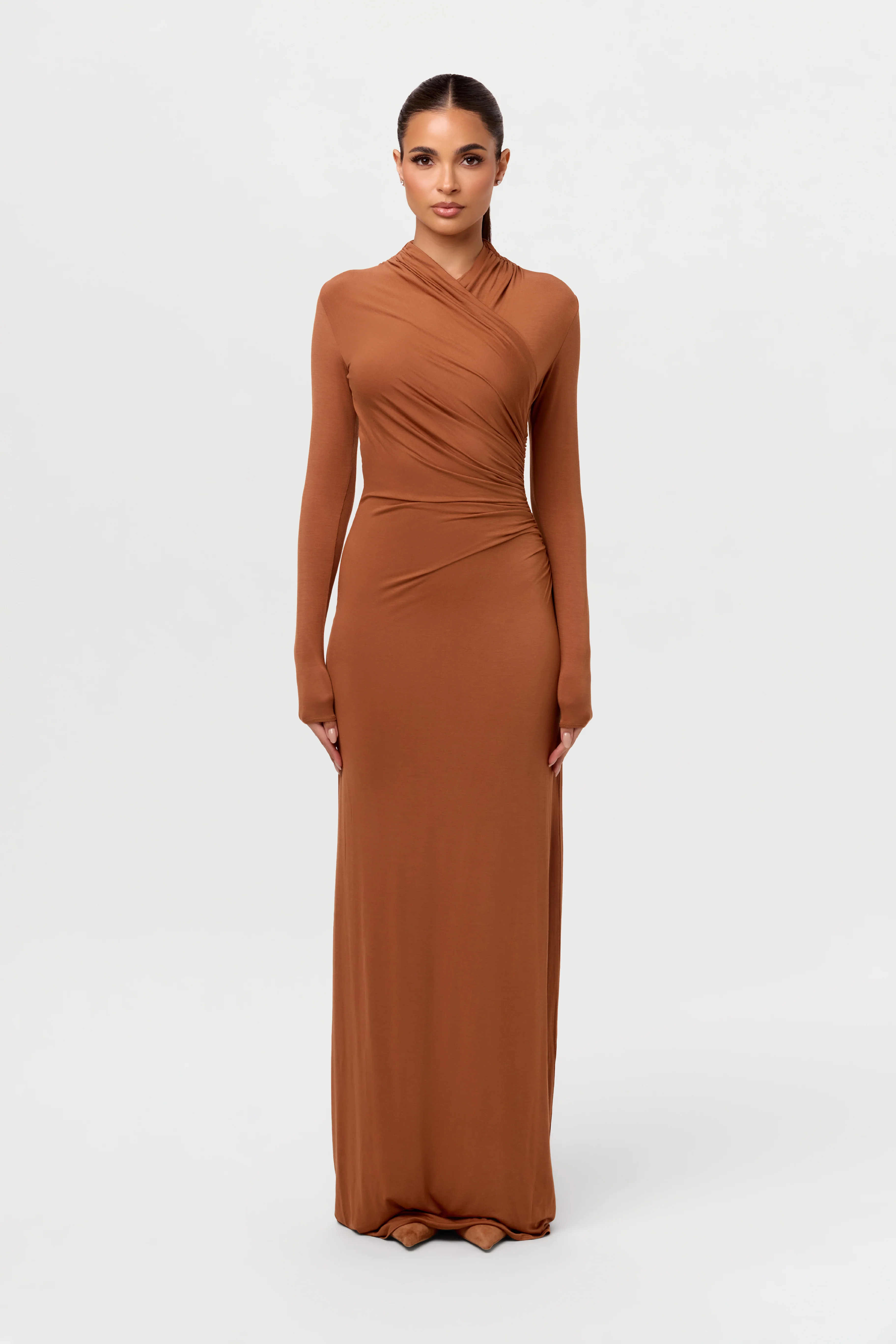 Modal Overlay Ruched Maxi Dress - Image 7
