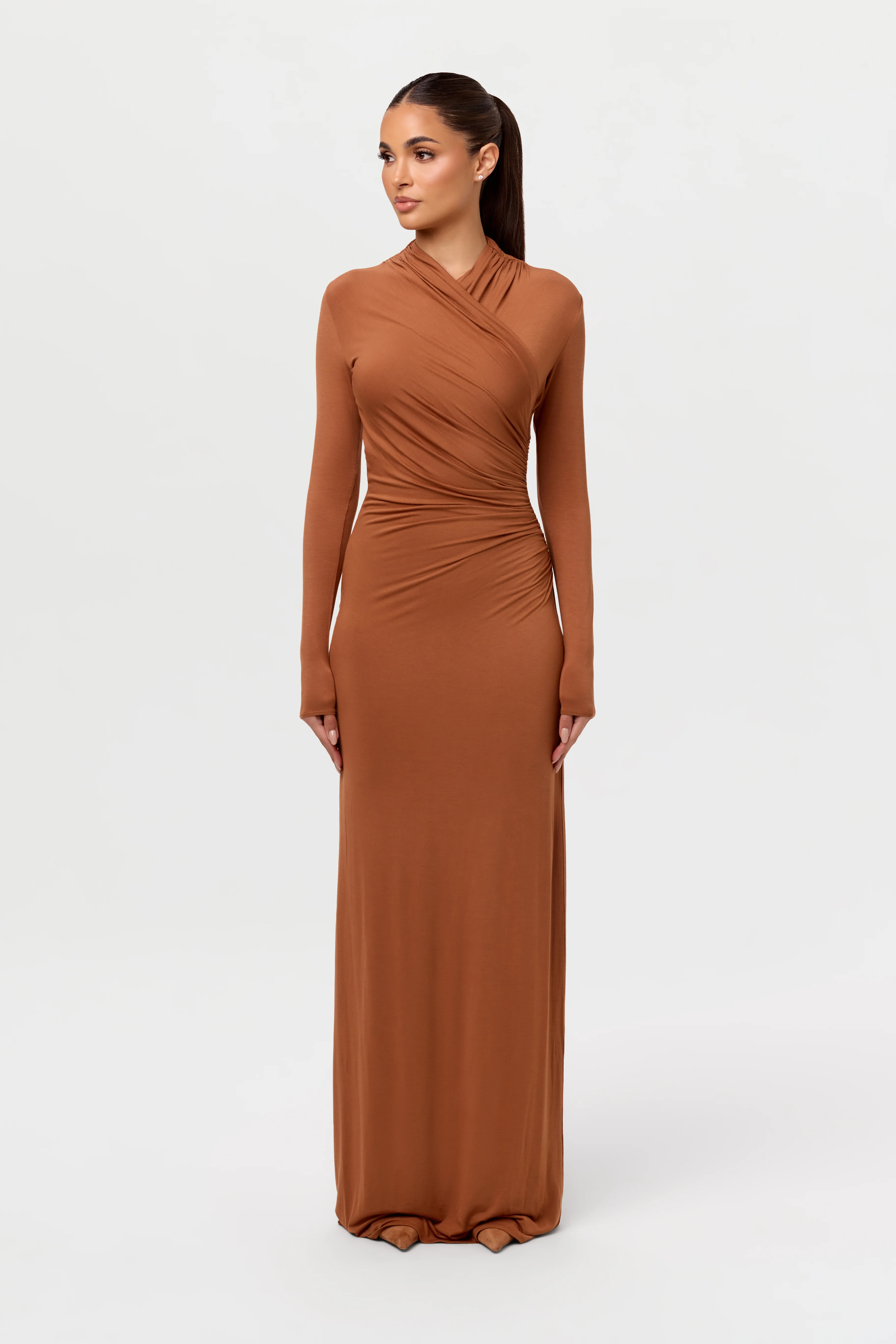 Modal Overlay Ruched Maxi Dress - Image 8