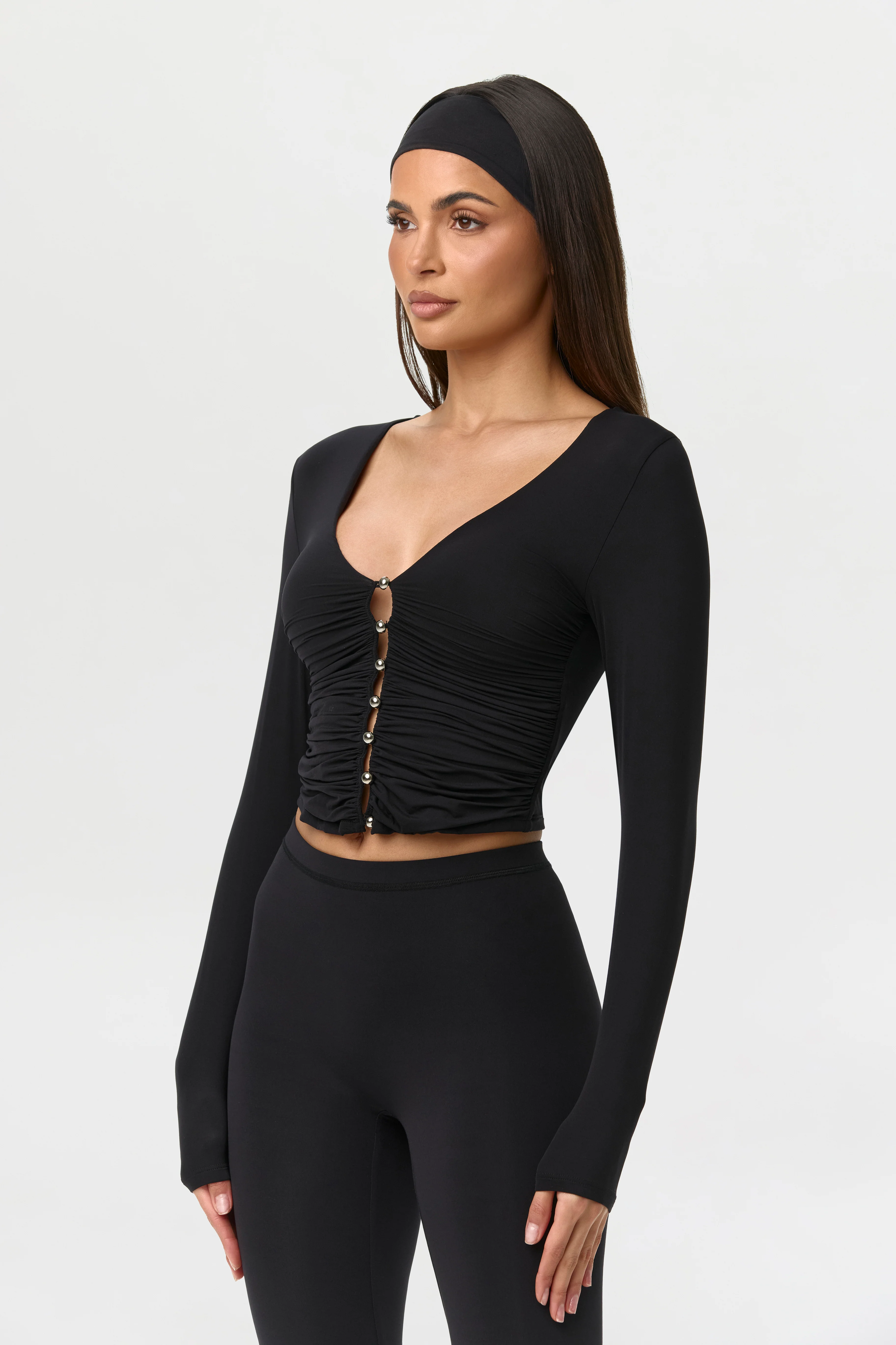 Naked Shirred Button Up Top - Image 6