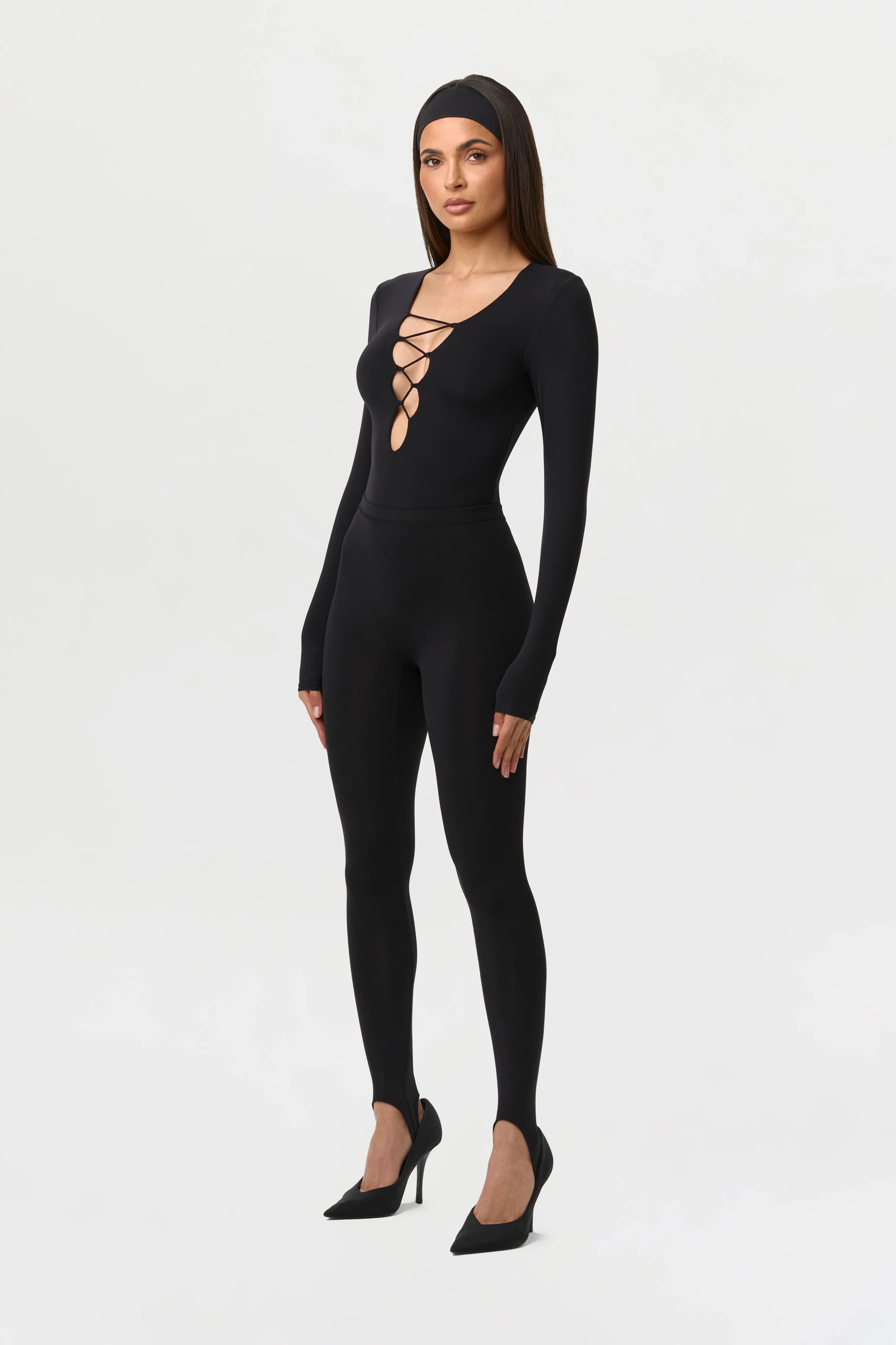 Naked Plunge Lace-Up Bodysuit - Image 7