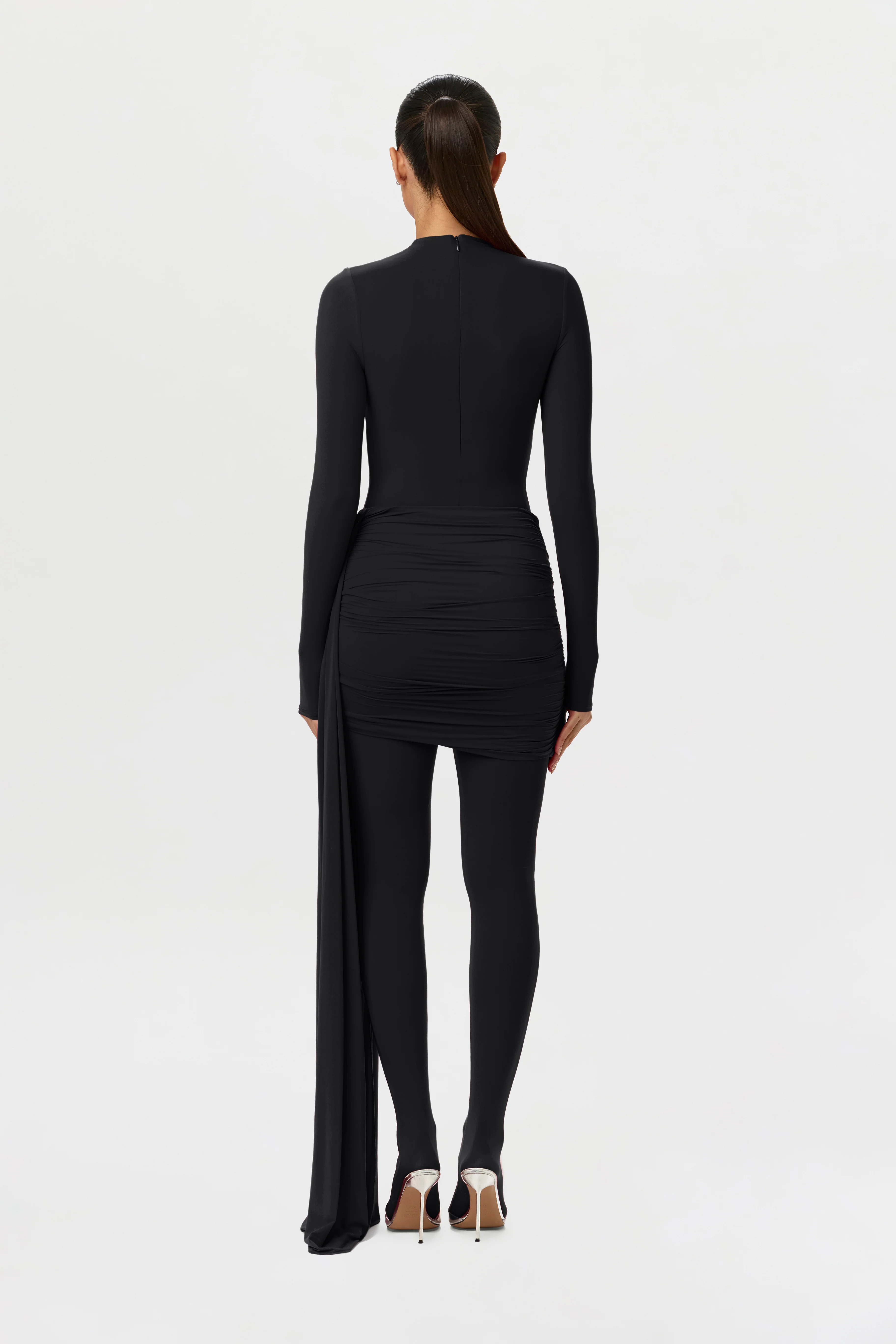 Naked Ruched Drape Mini Skirt - Image 10