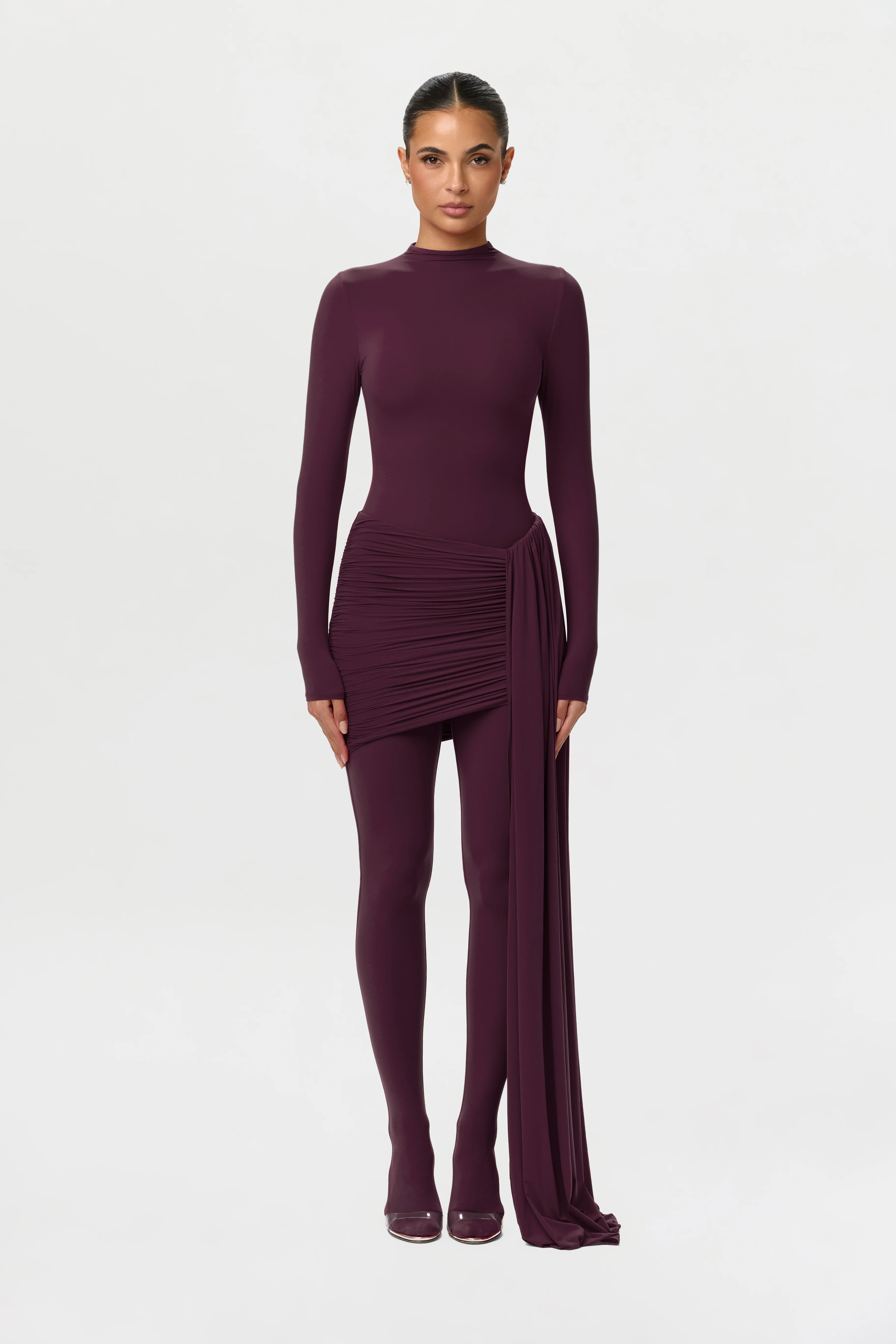 Naked Ruched Drape Mini Skirt - Image 11