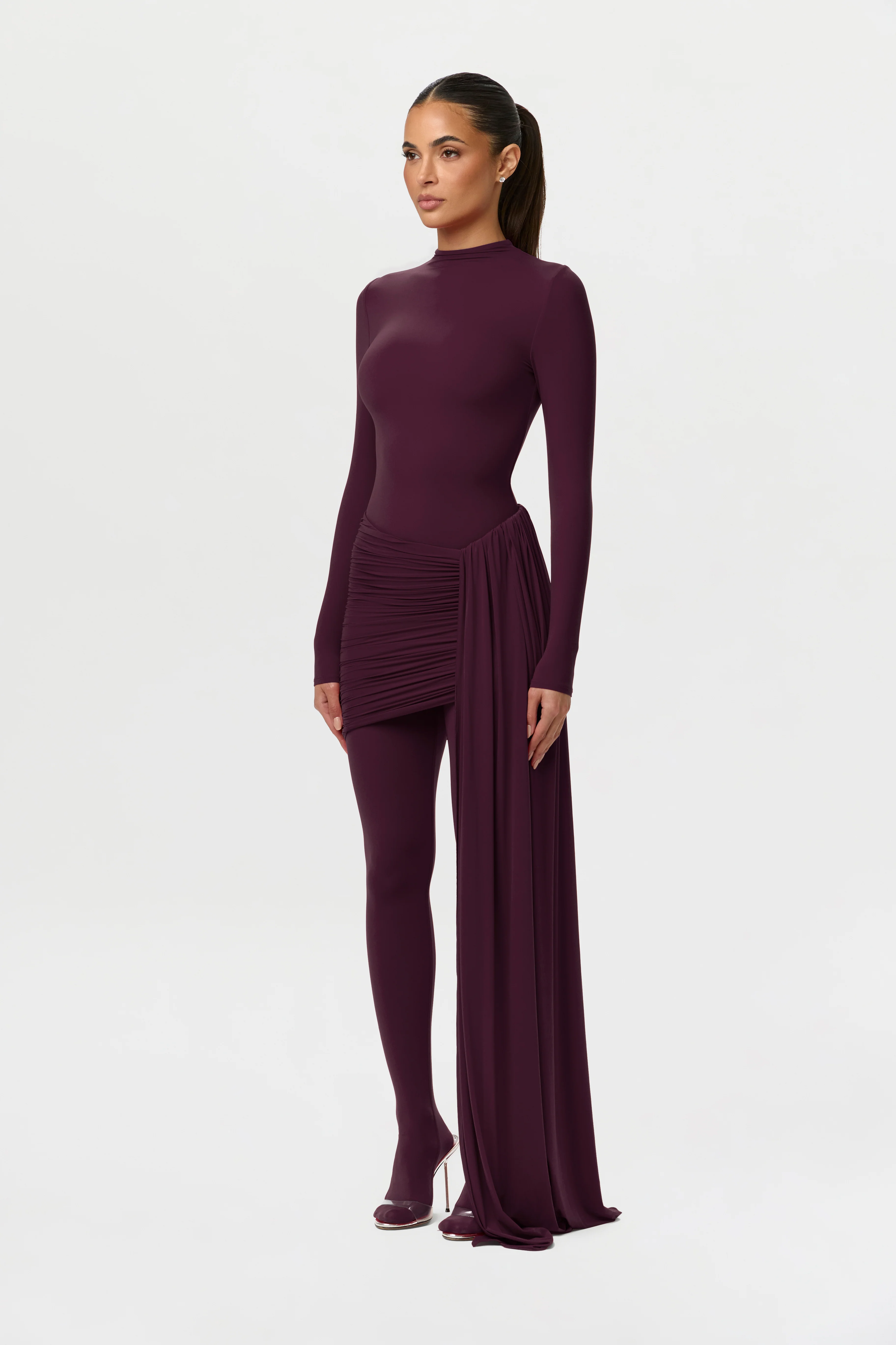 Naked Ruched Drape Mini Skirt - Image 12