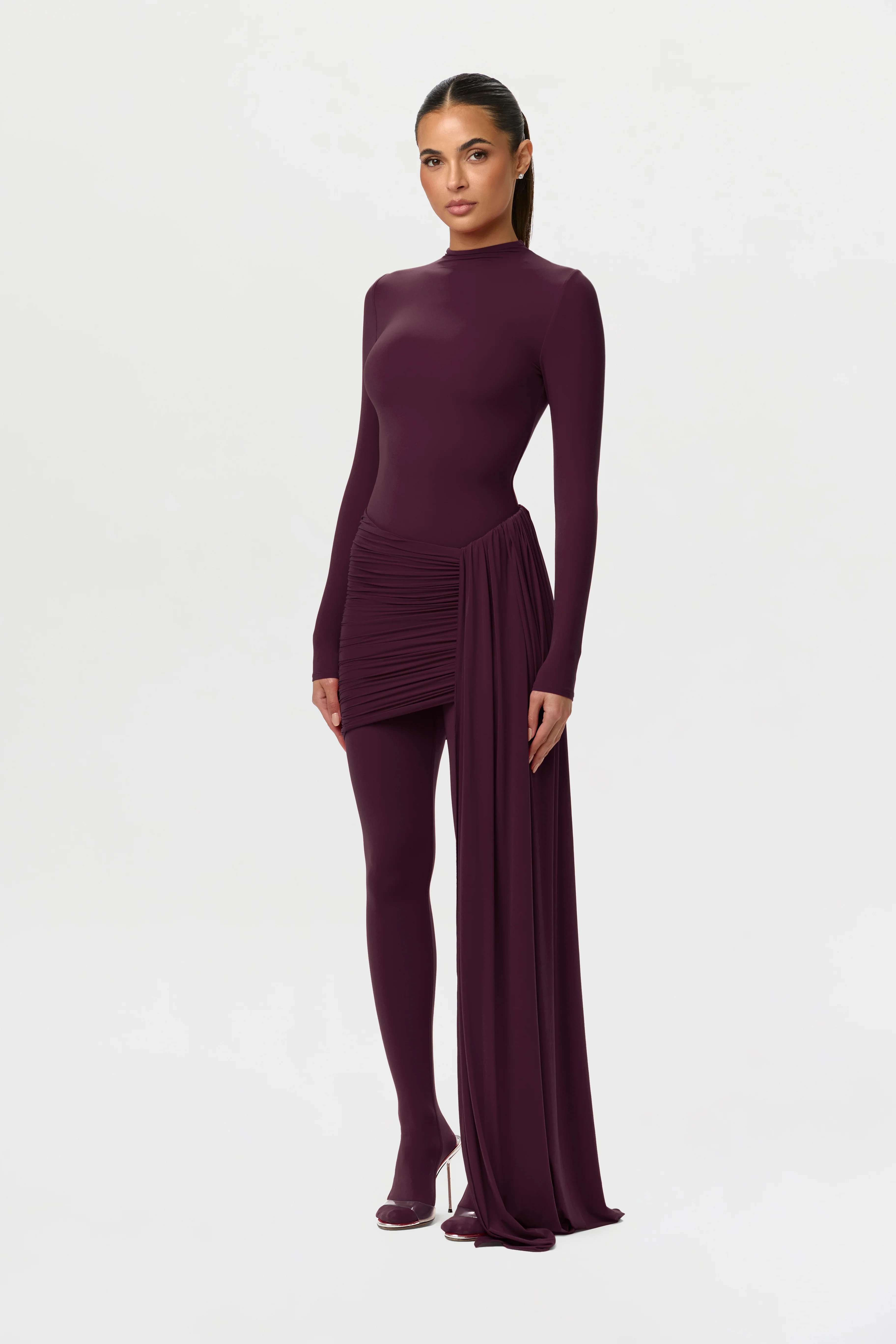 Naked Ruched Drape Mini Skirt - Image 13