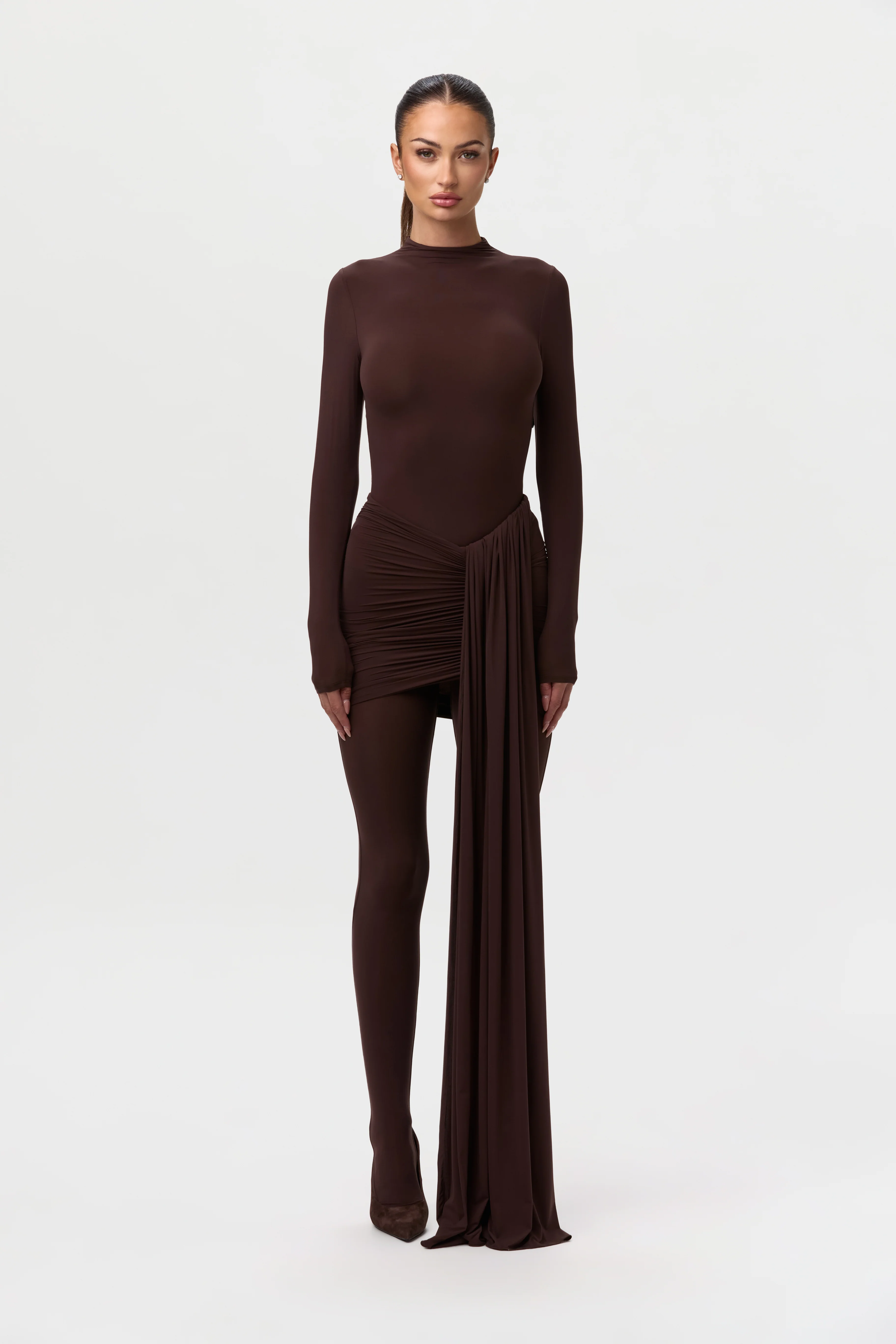 Naked Ruched Drape Mini Skirt - Image 15