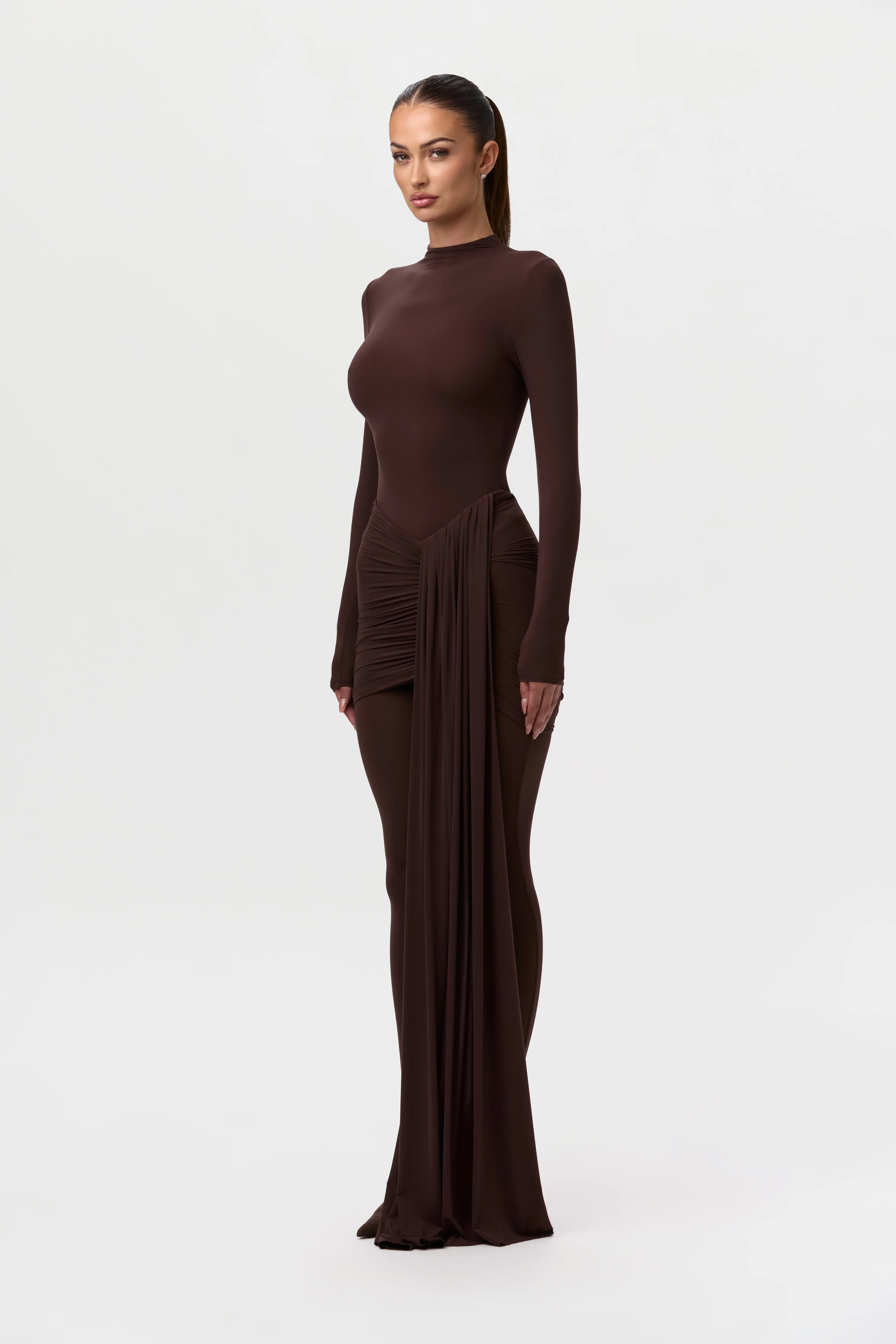 Naked Ruched Drape Mini Skirt - Image 16