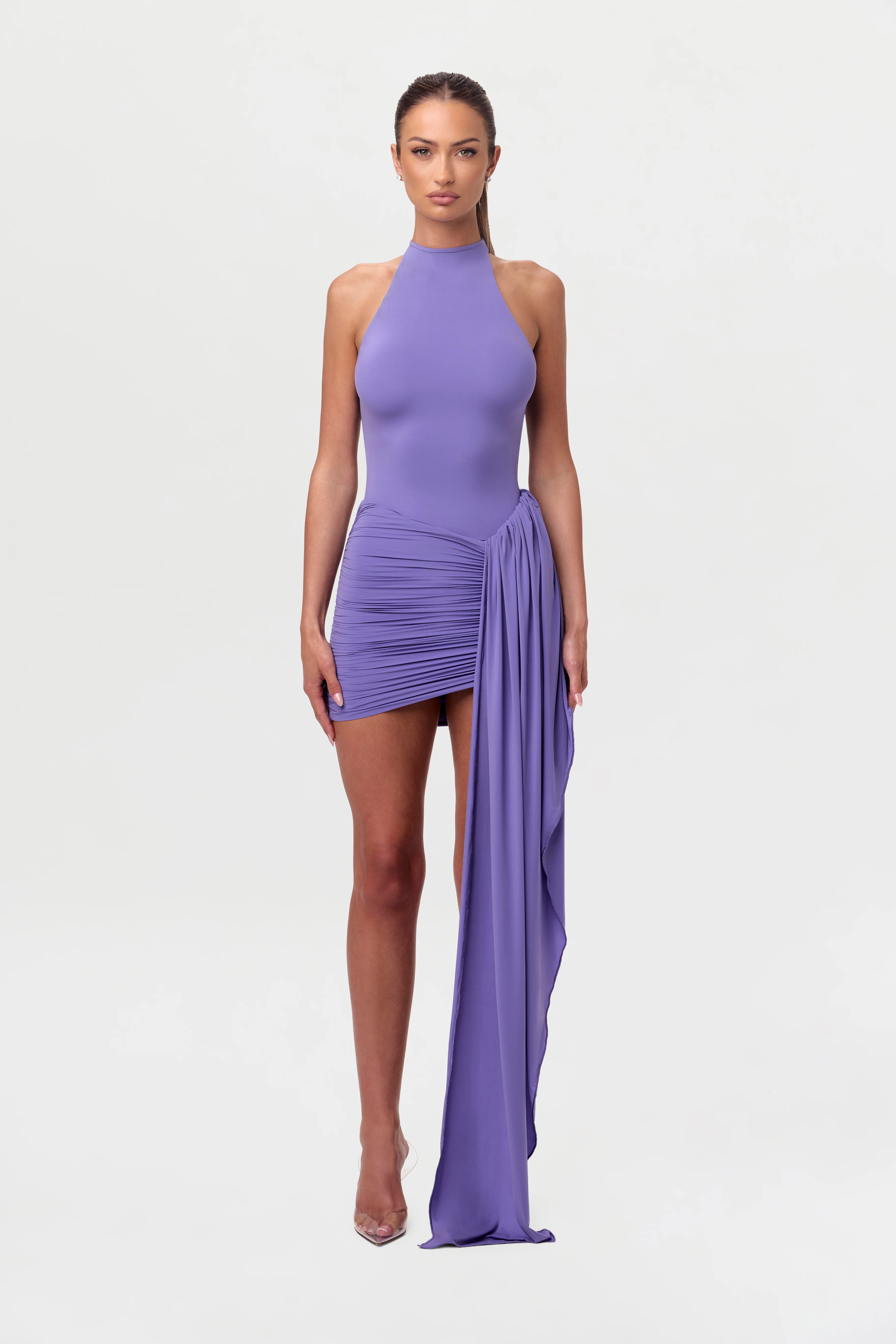 Naked Ruched Drape Mini Skirt - Image 20