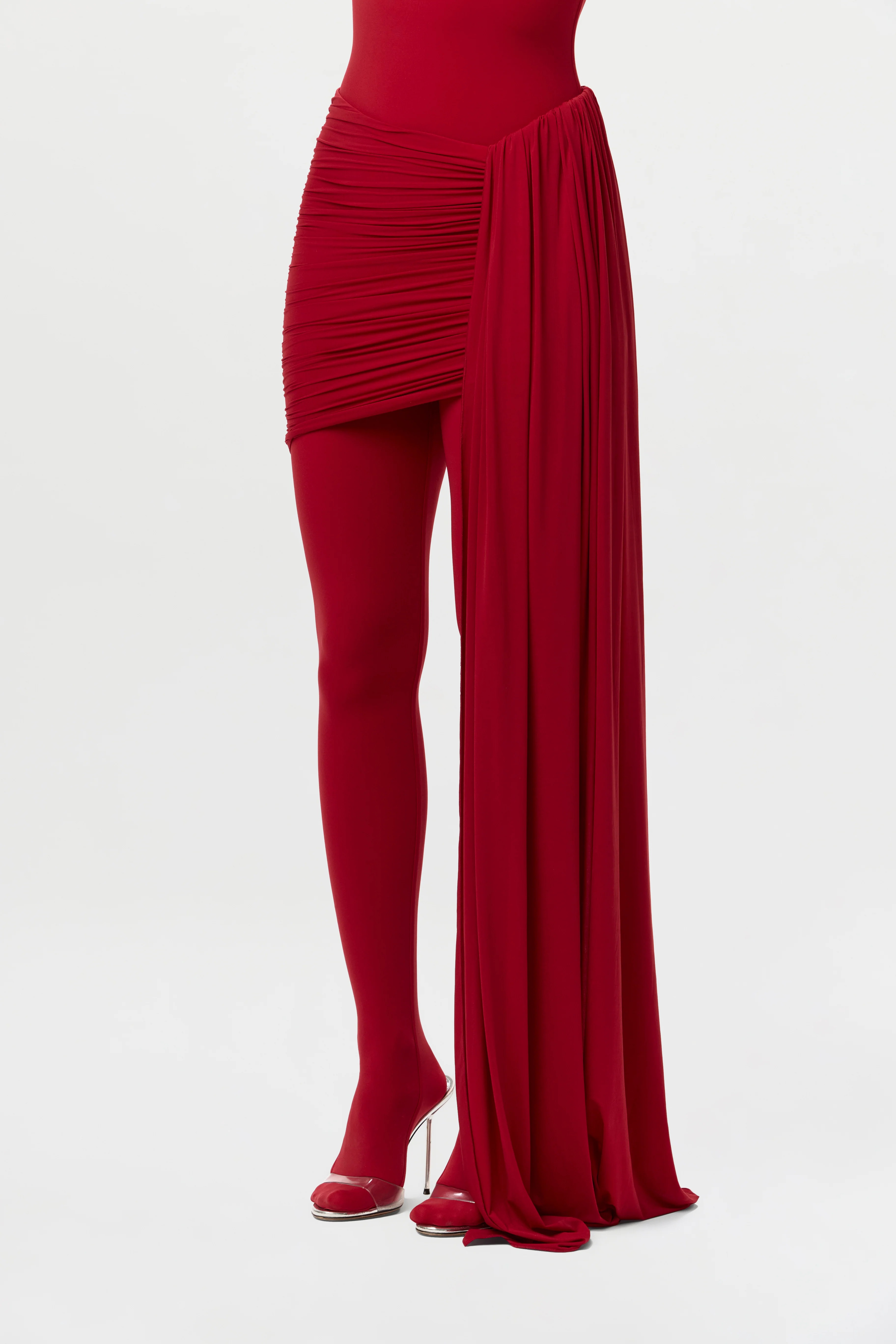 Naked Ruched Drape Mini Skirt - Image 3