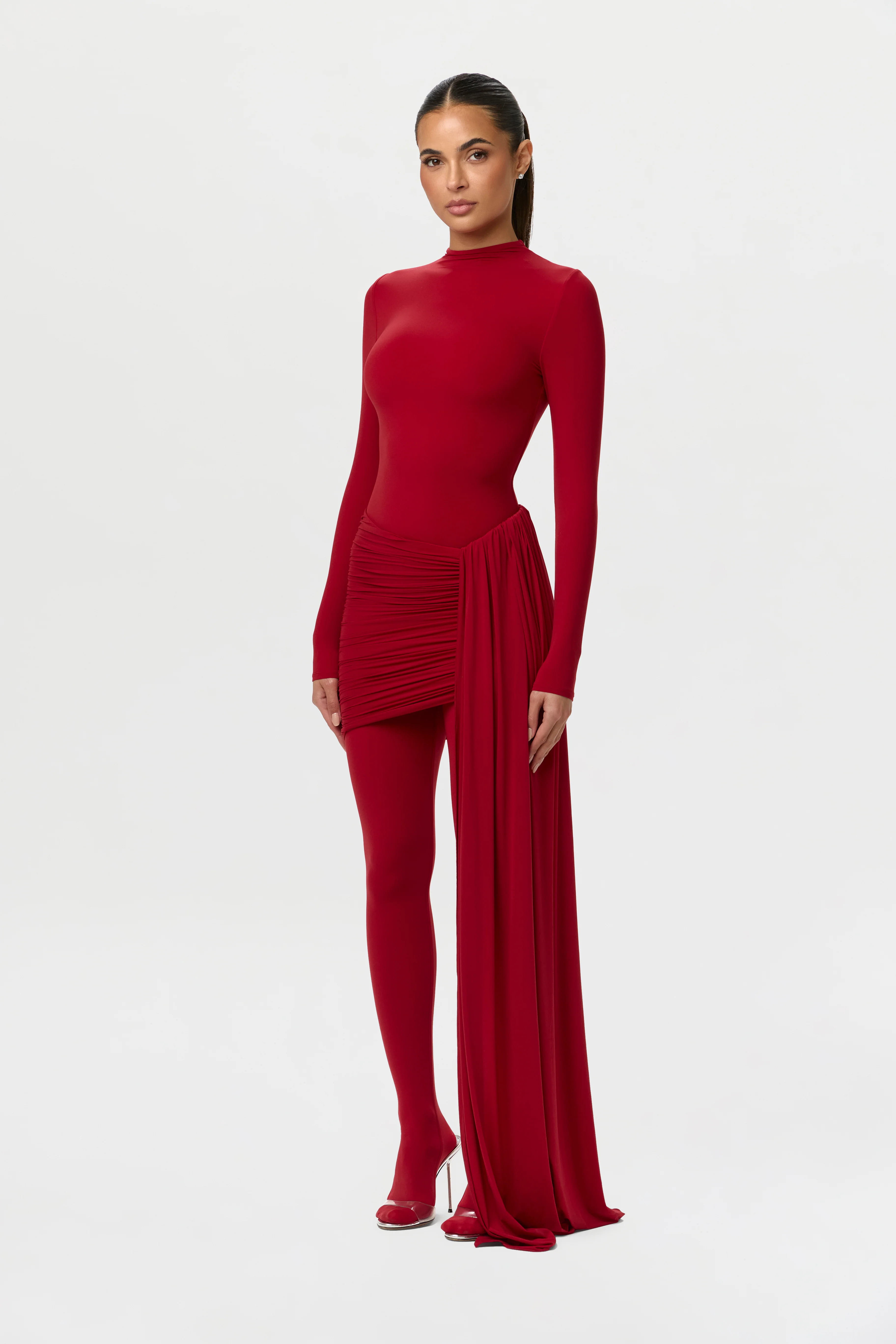 Naked Ruched Drape Mini Skirt - Image 4