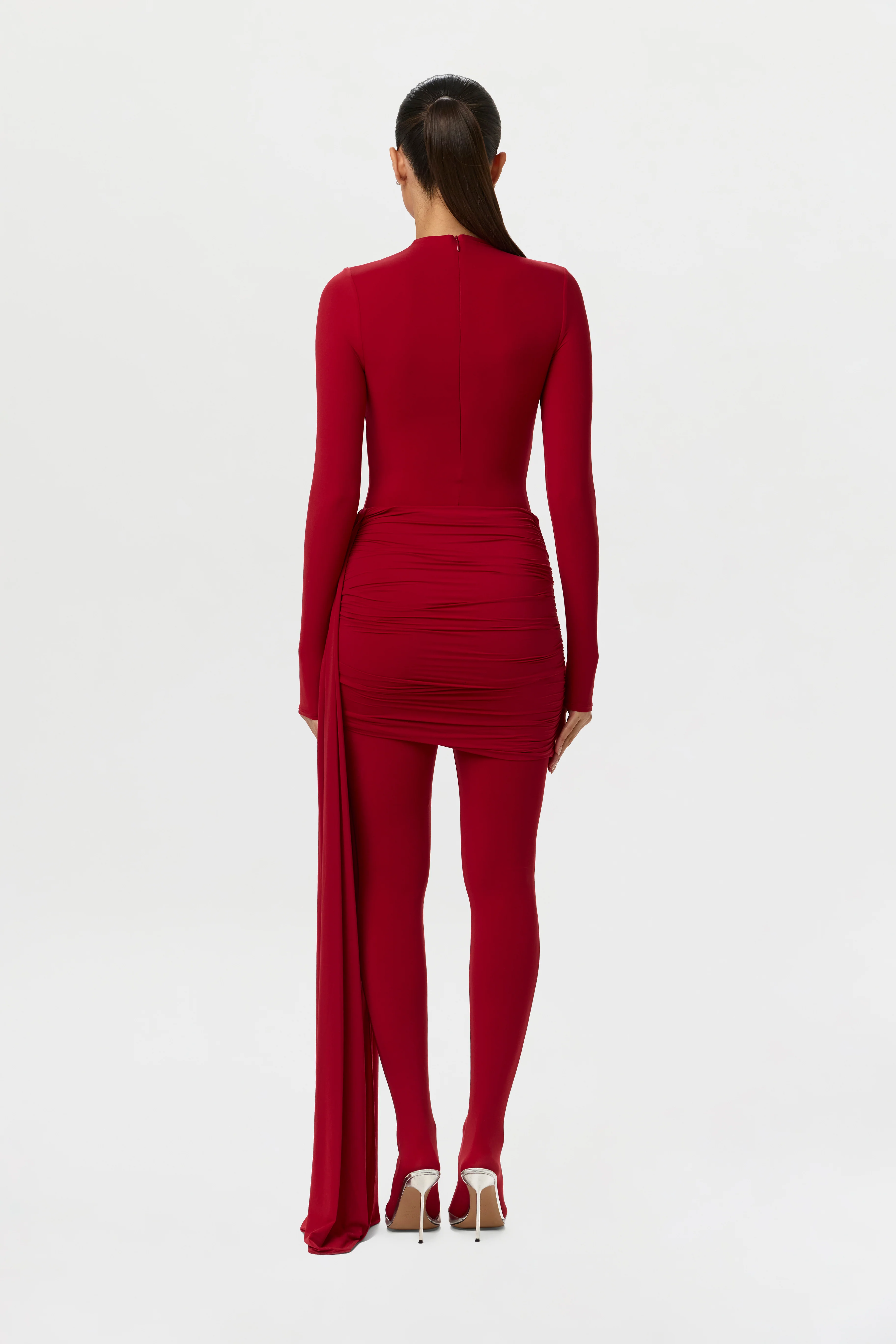 Naked Ruched Drape Mini Skirt - Image 5
