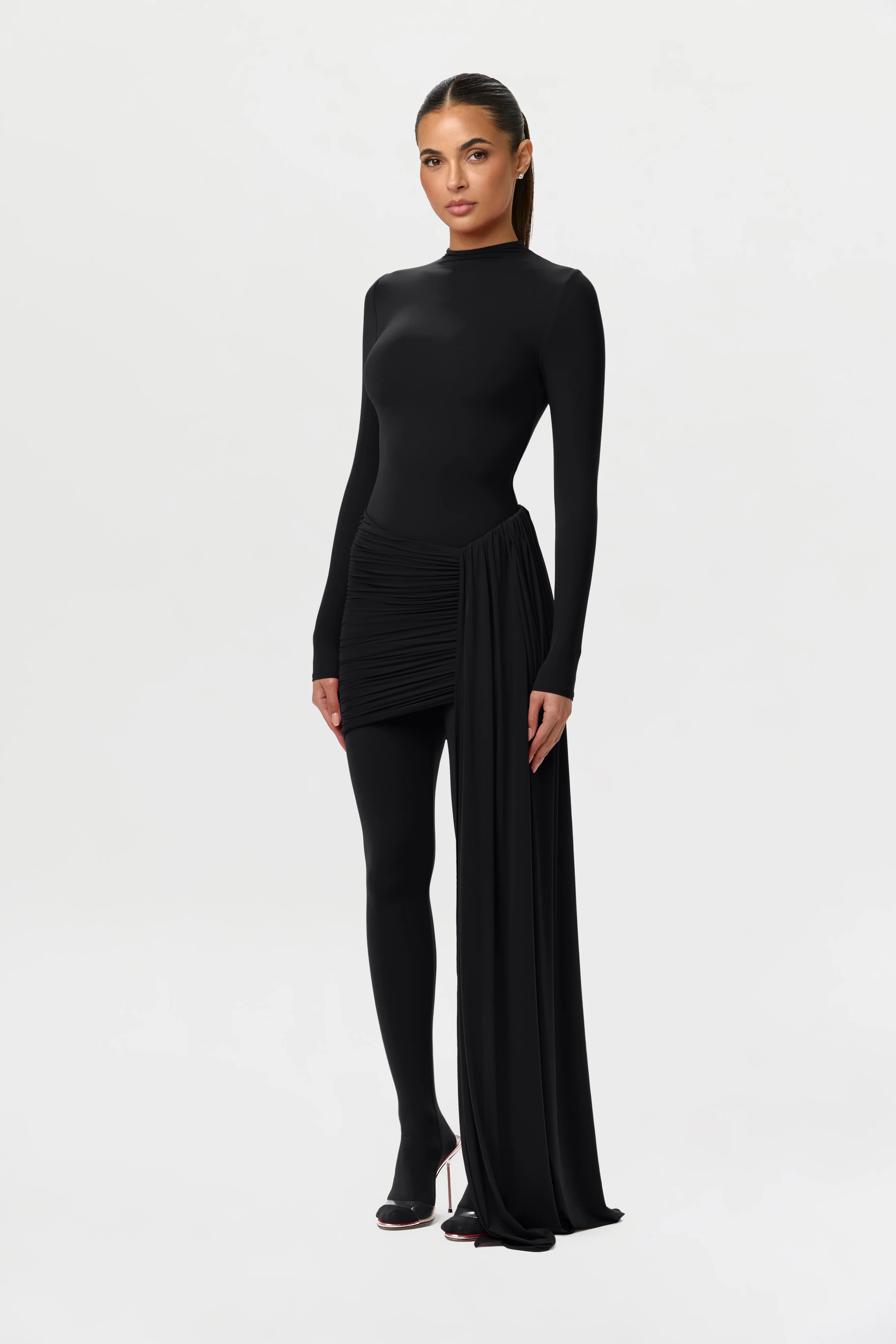 Naked Ruched Drape Mini Skirt - Image 7