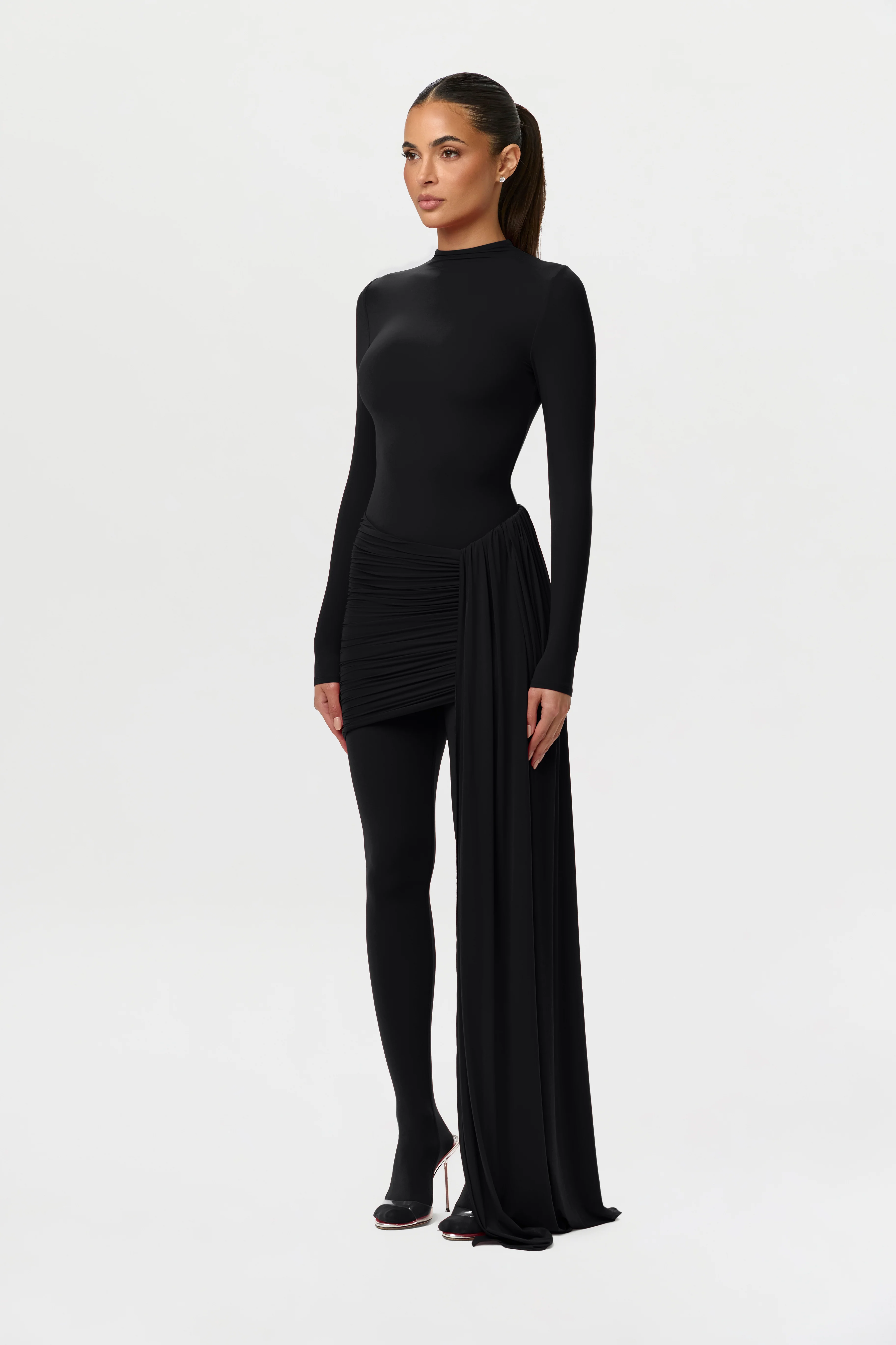 Naked Ruched Drape Mini Skirt - Image 8