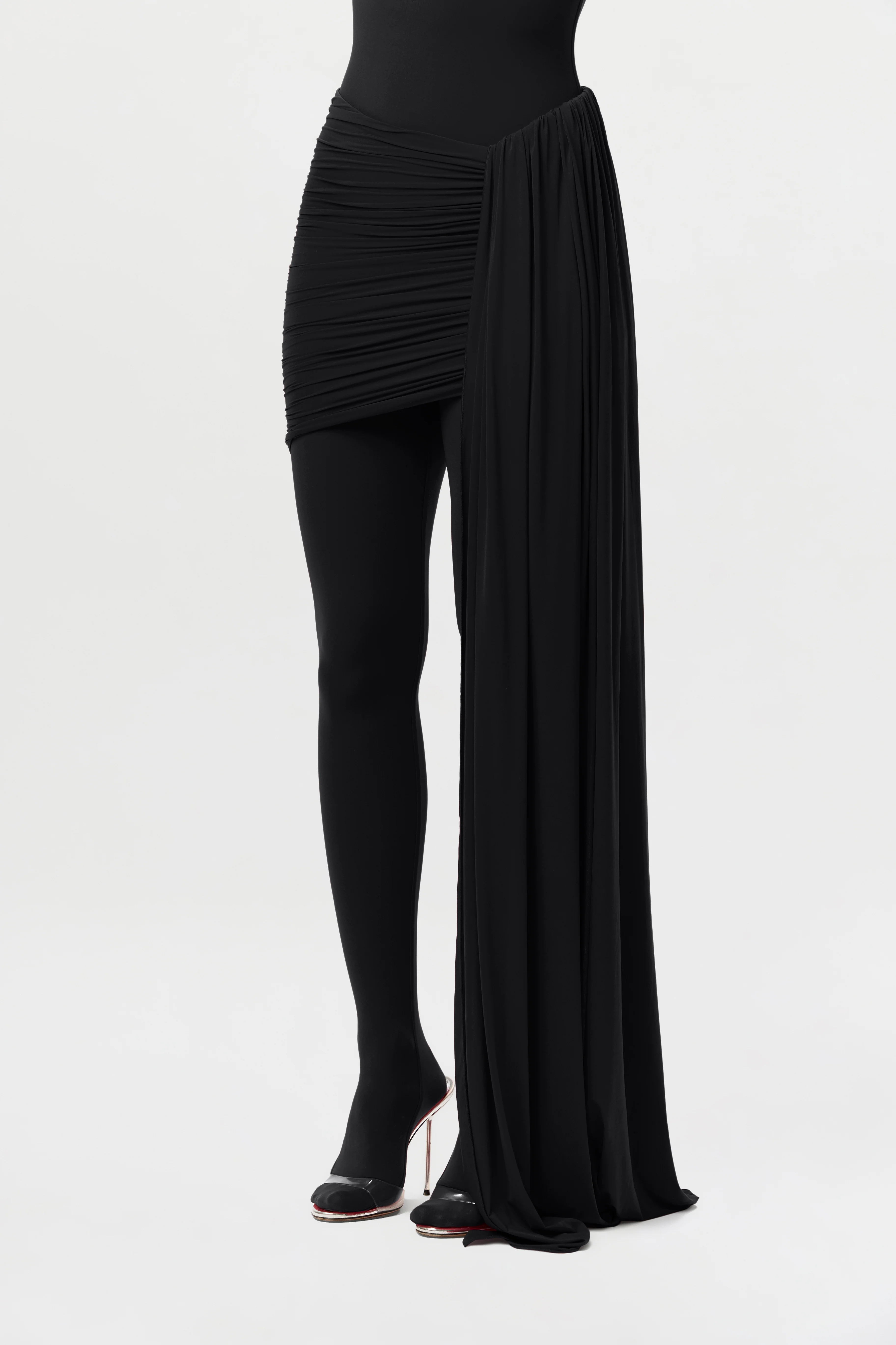 Naked Ruched Drape Mini Skirt - Image 9