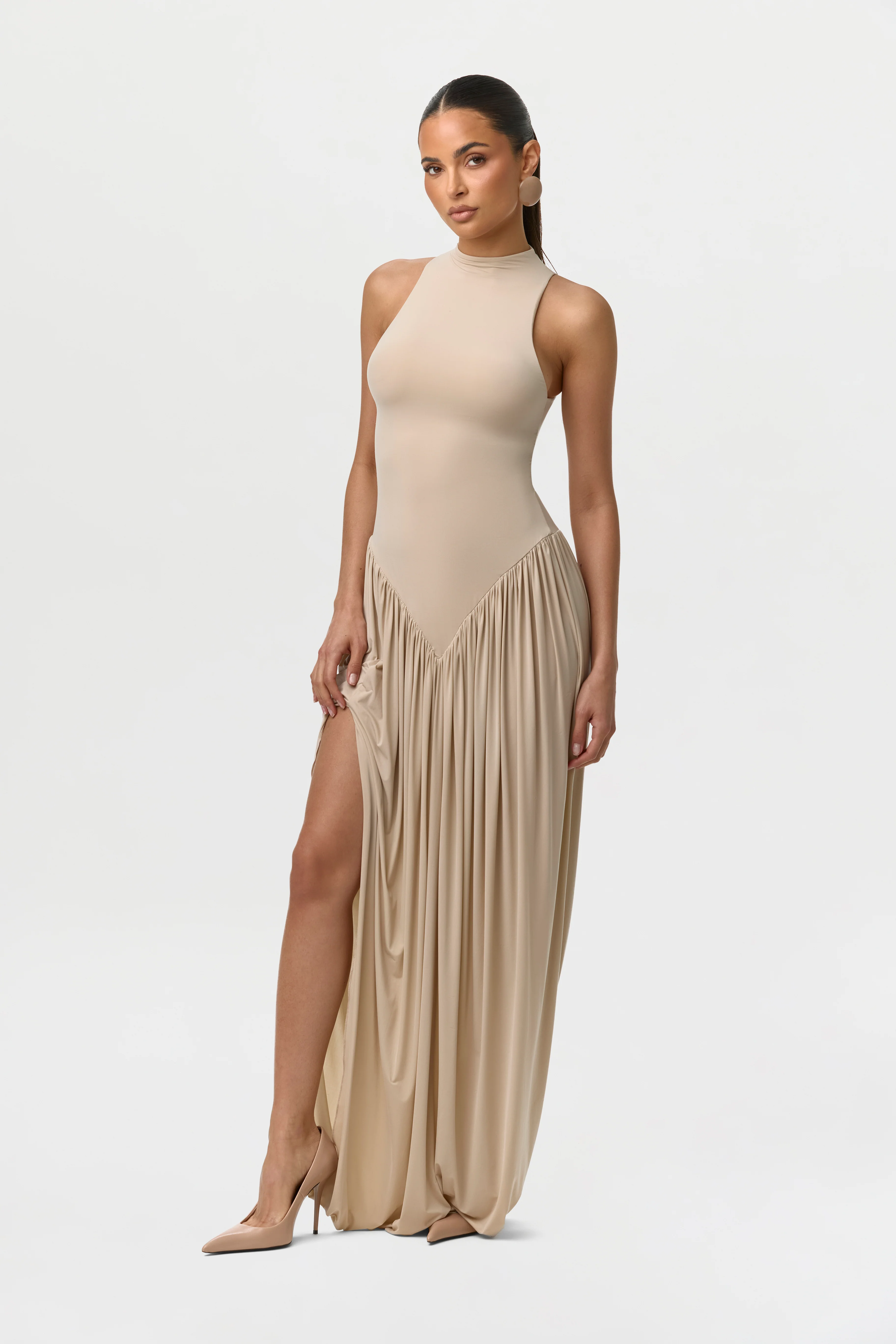 Naked Sleeveless Draped Midi Dress - Image 10