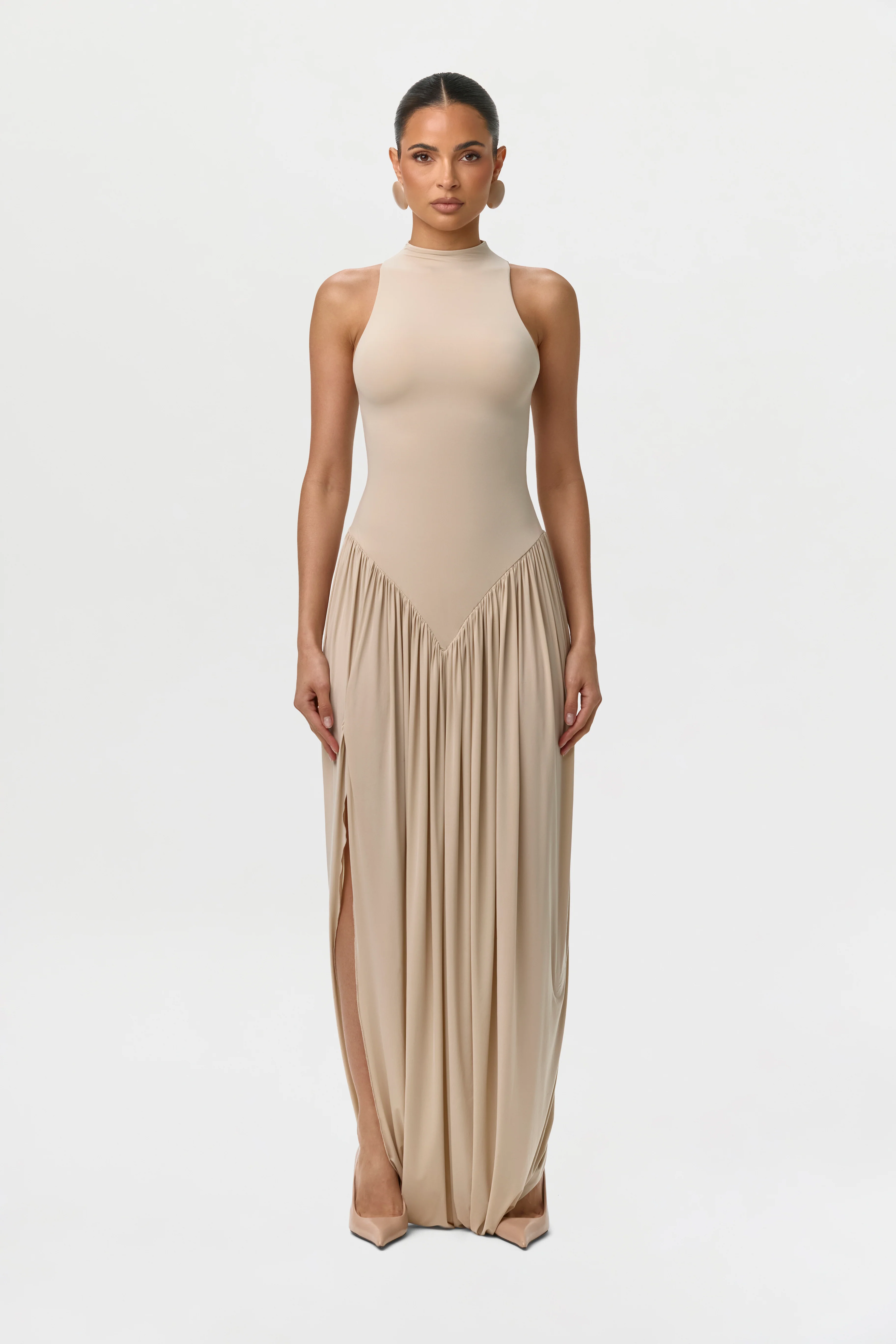Naked Sleeveless Draped Midi Dress - Image 9