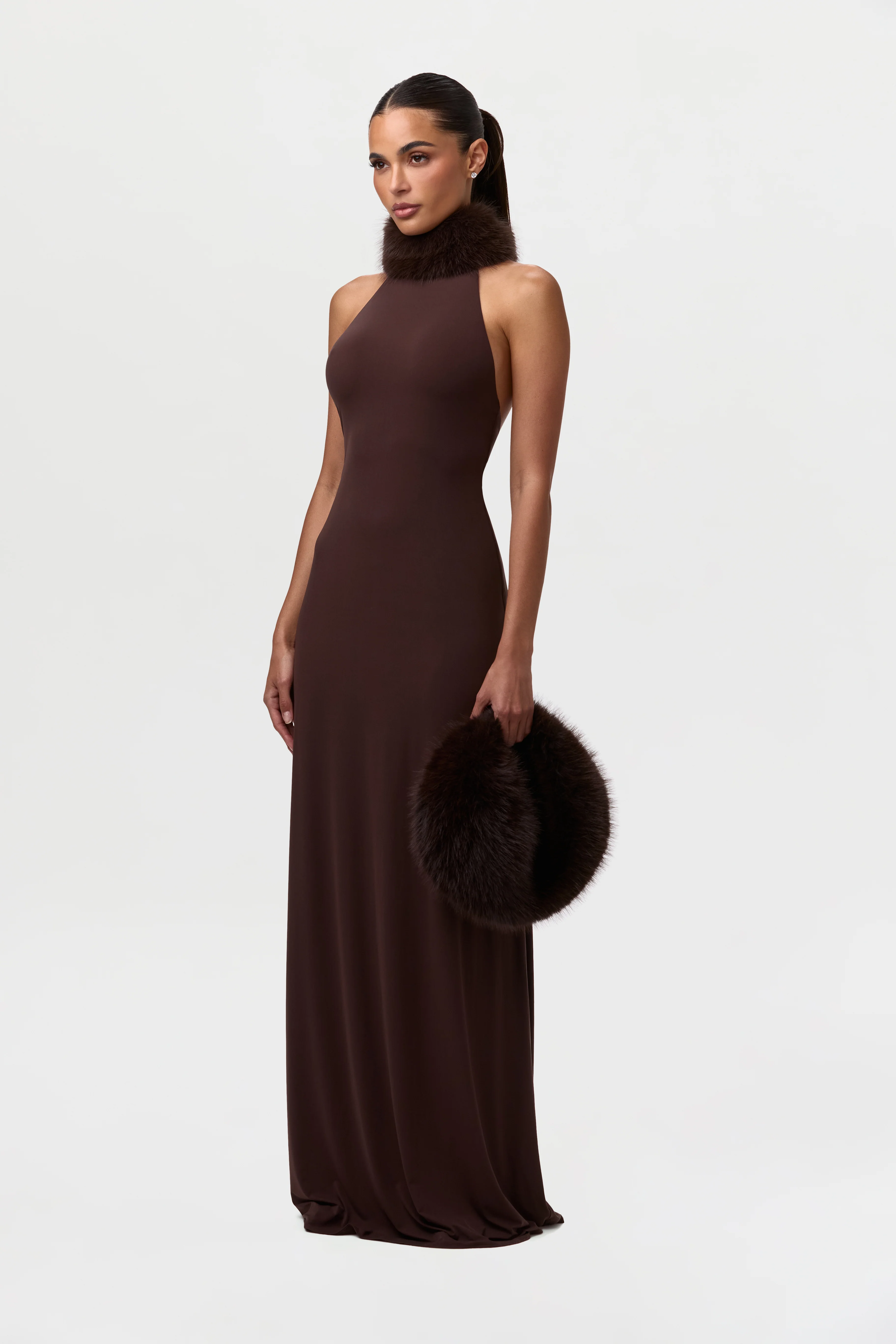 Naked Faux Fur Maxi Dress - Image 4
