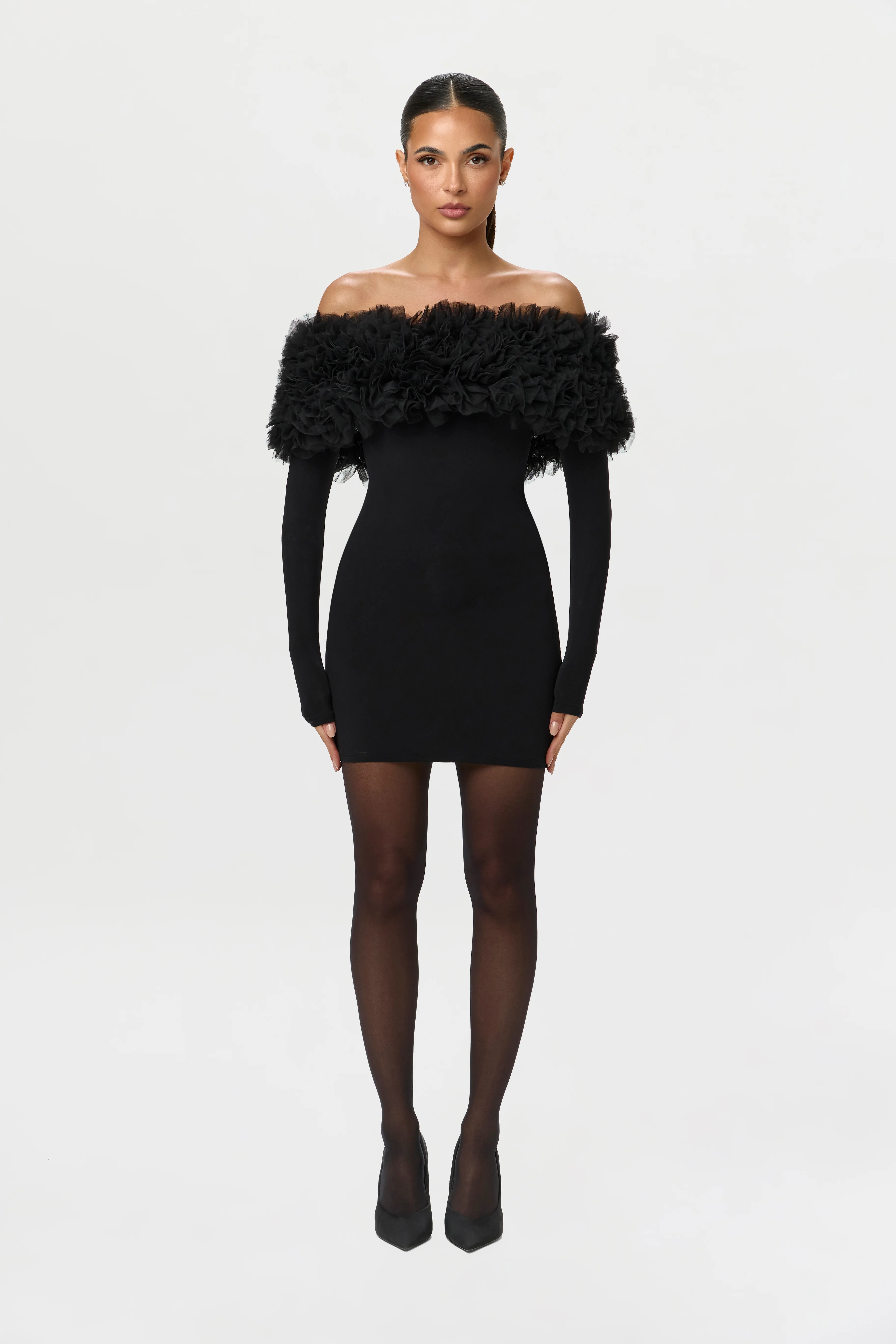 Naked Off-Shoulder Roses Mini Dress - Image 10