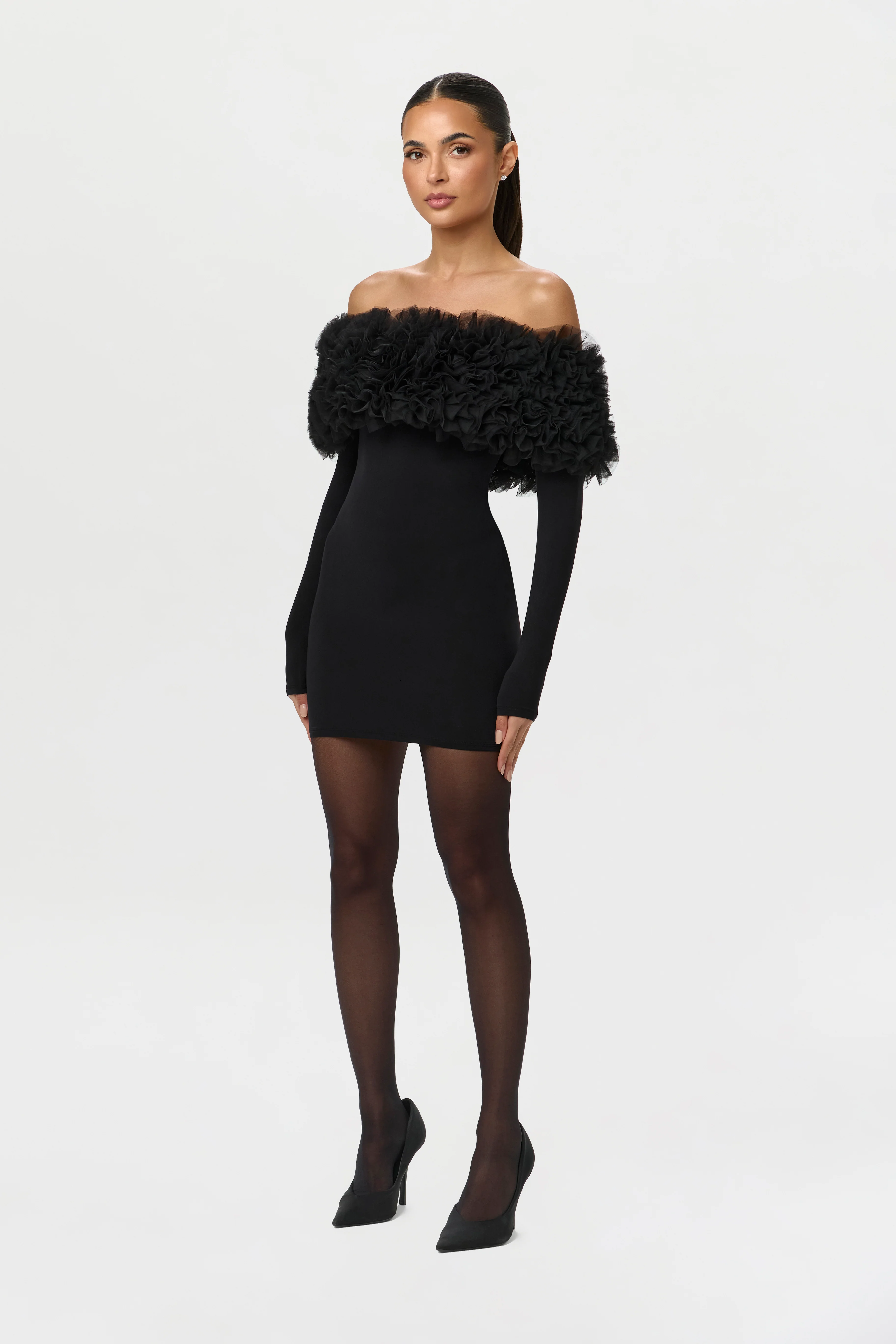 Naked Off-Shoulder Roses Mini Dress - Image 11