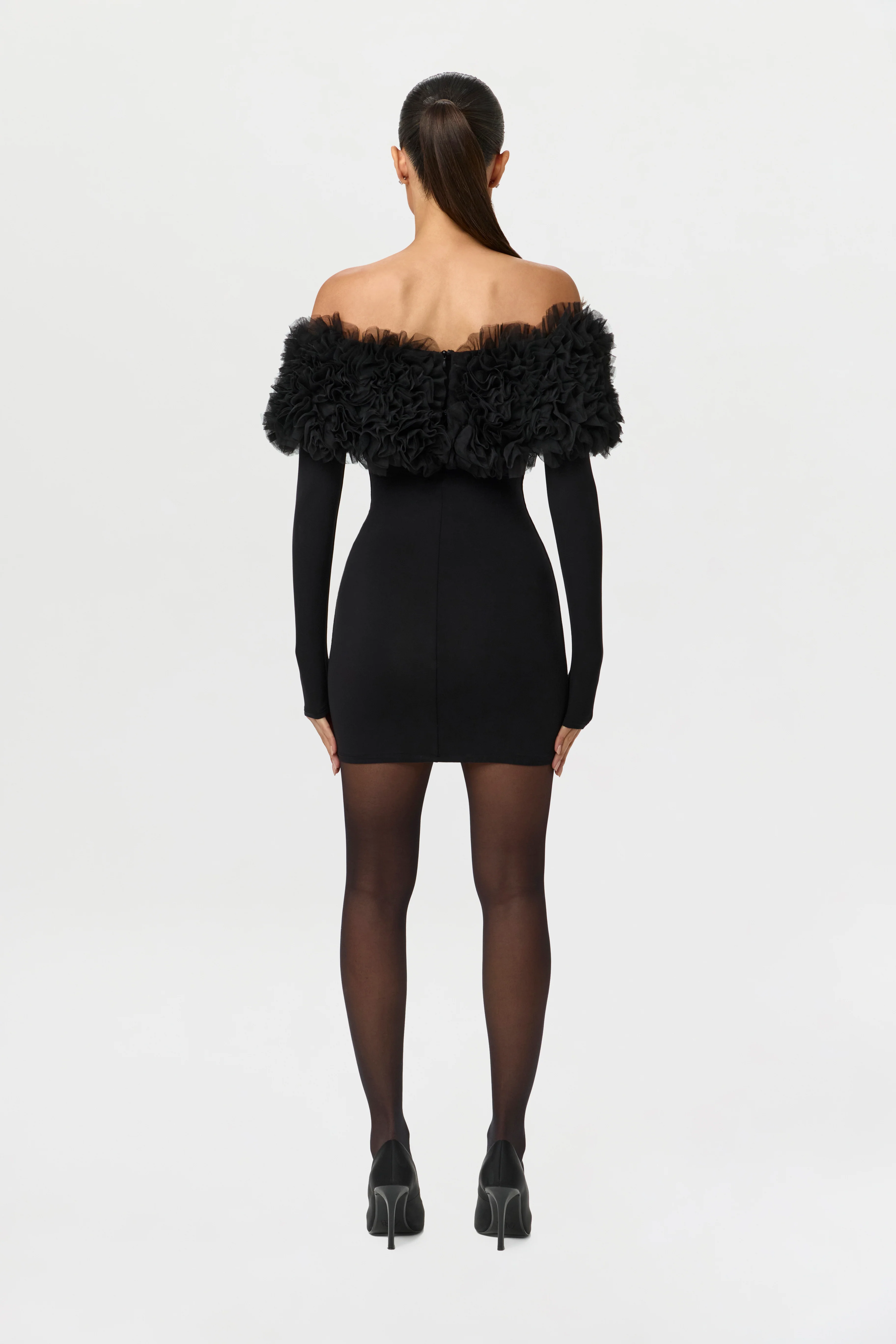Naked Off-Shoulder Roses Mini Dress - Image 12