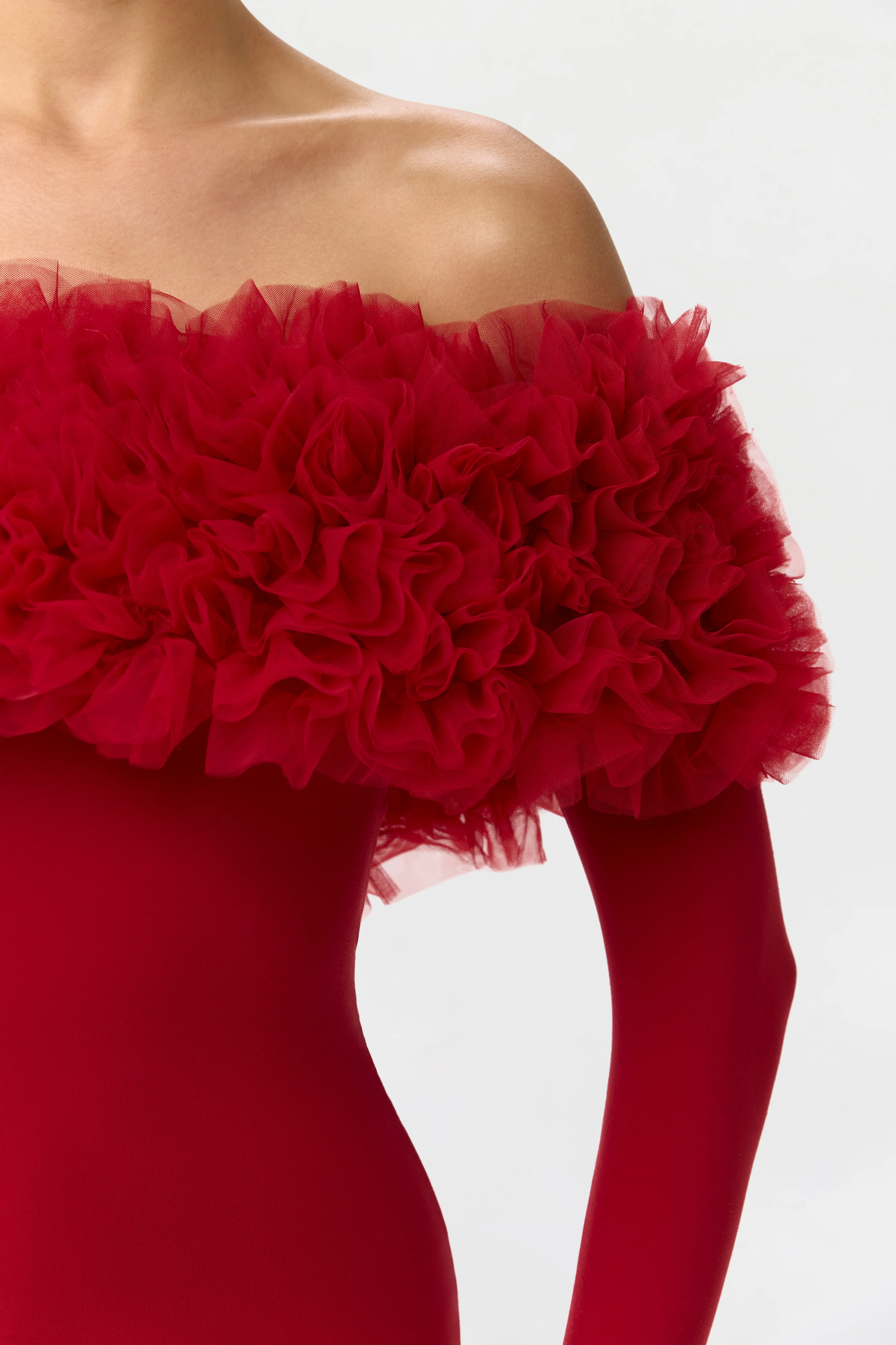 Naked Off-Shoulder Roses Mini Dress - Image 6