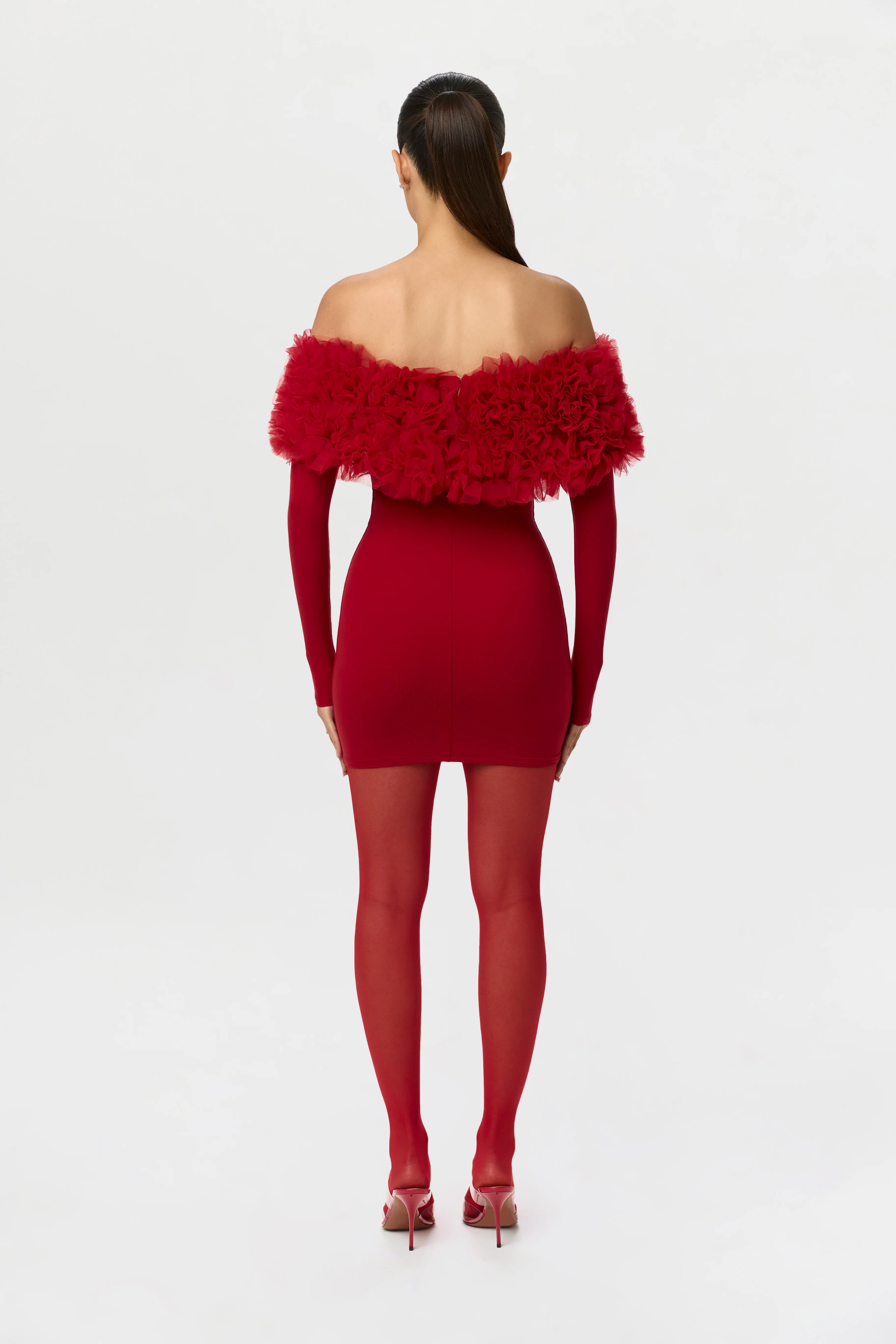 Naked Off-Shoulder Roses Mini Dress - Image 7