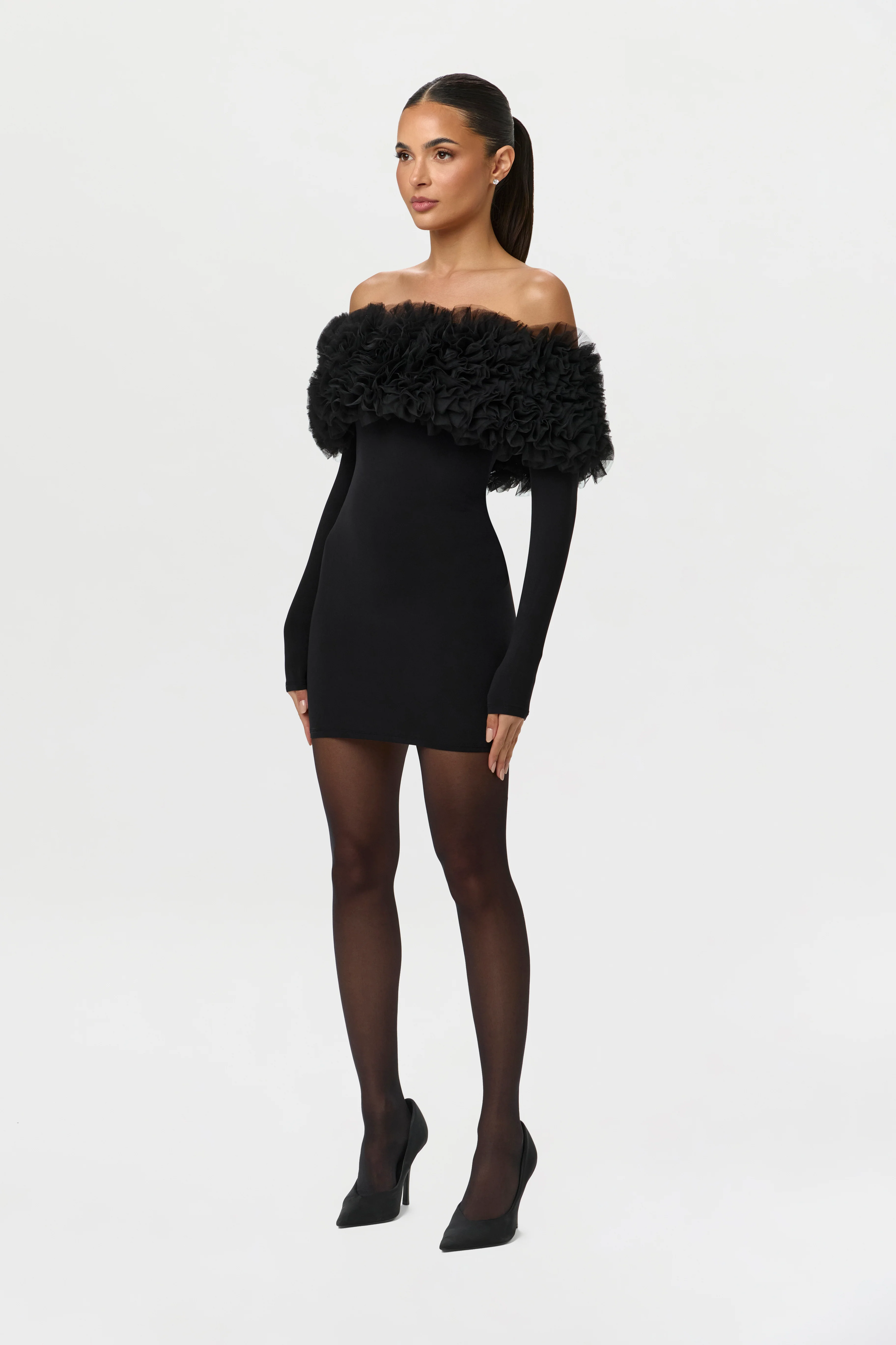 Naked Off-Shoulder Roses Mini Dress - Image 8