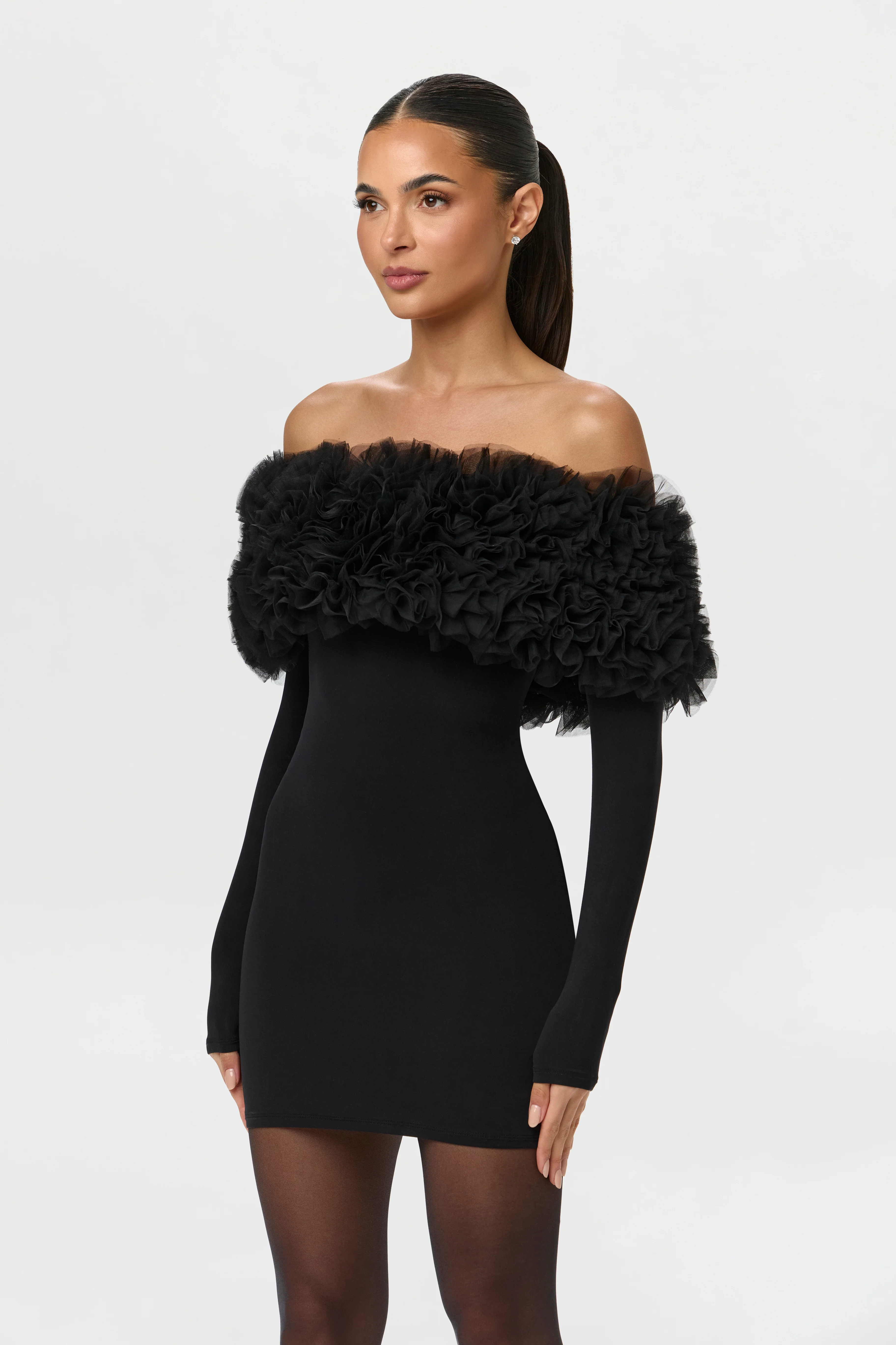 Naked Off-Shoulder Roses Mini Dress - Image 9