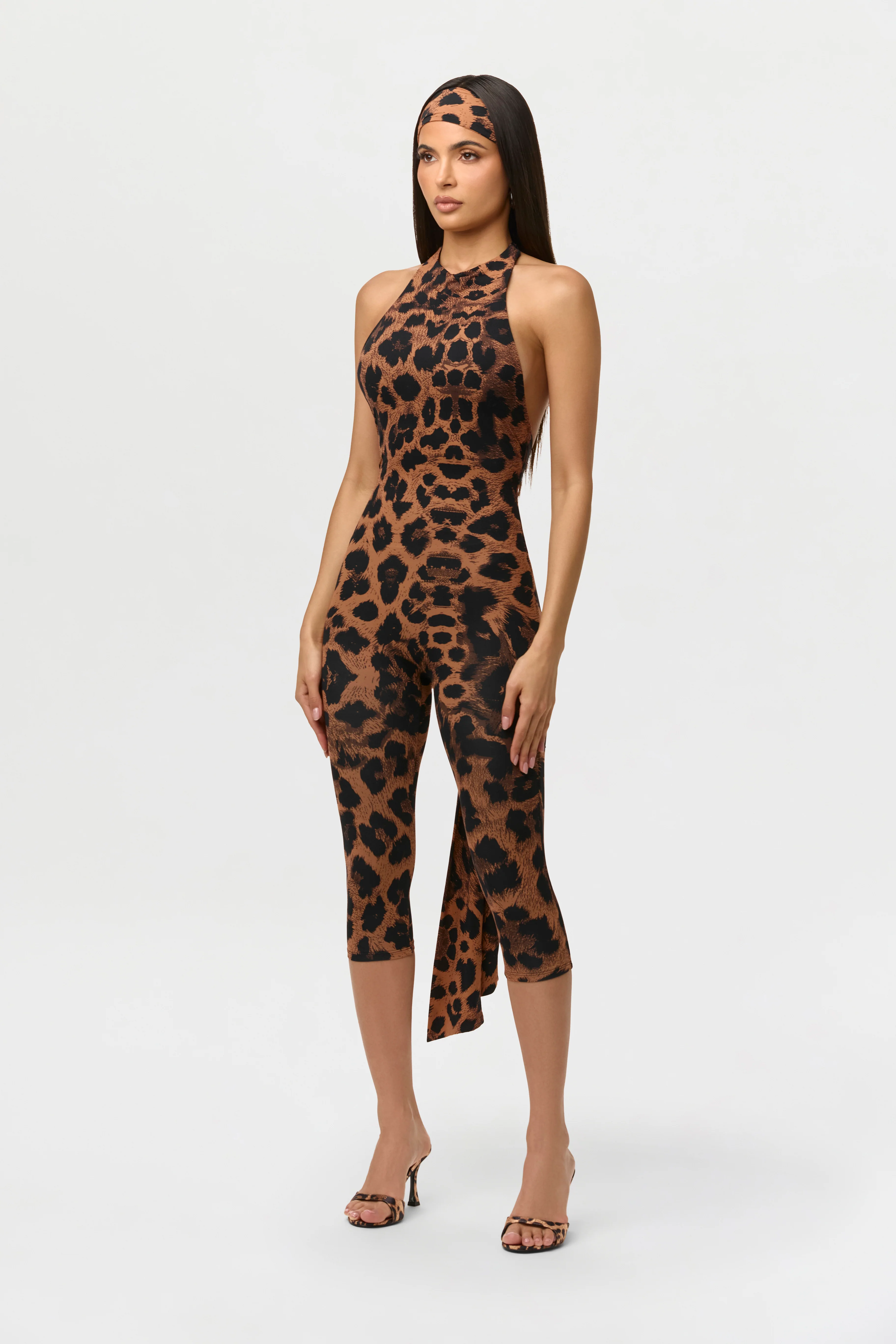 Naked Print Halter Capri Jumpsuit - Image 3