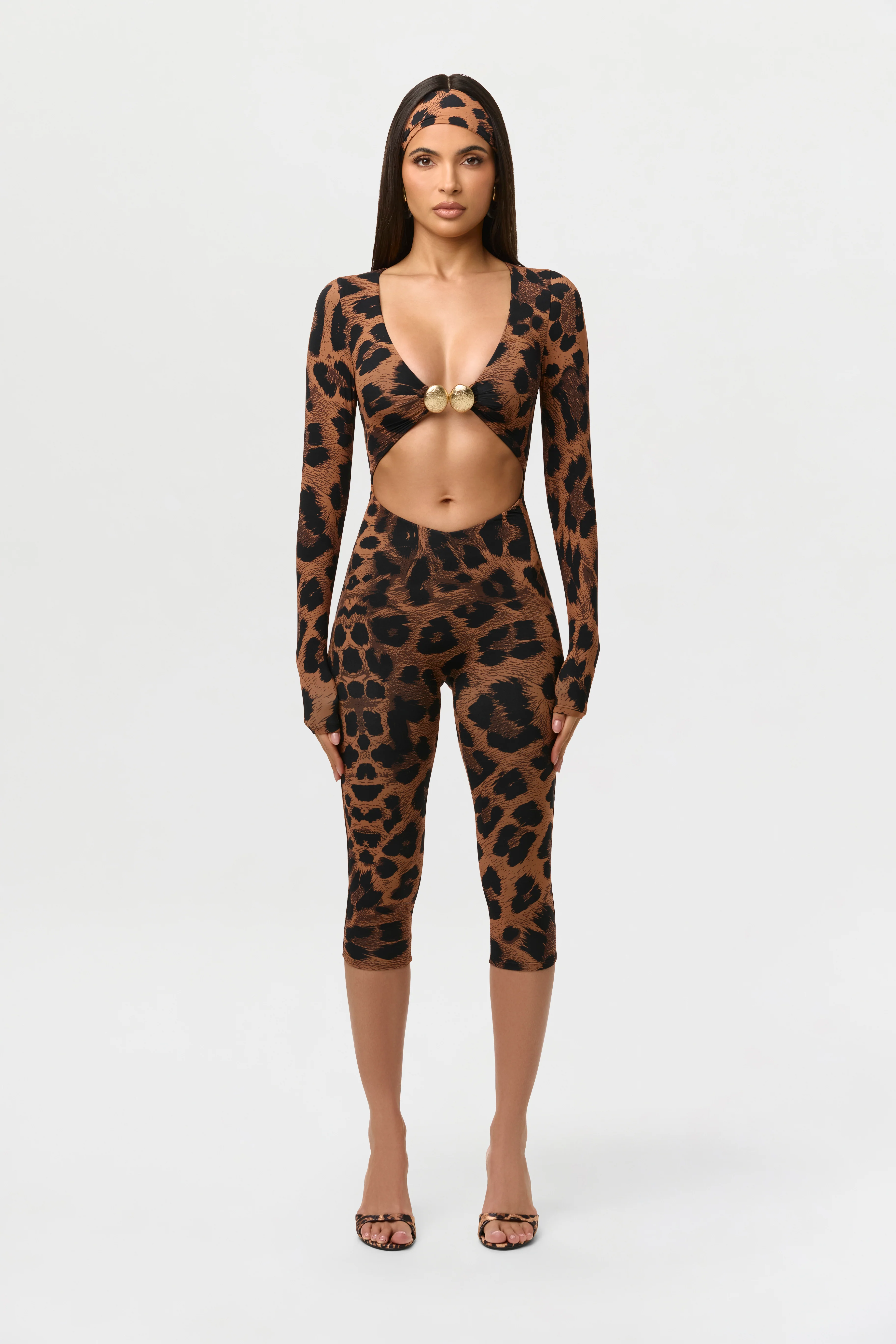 Naked Print Cutout Capri Jumpsuit - Image 2