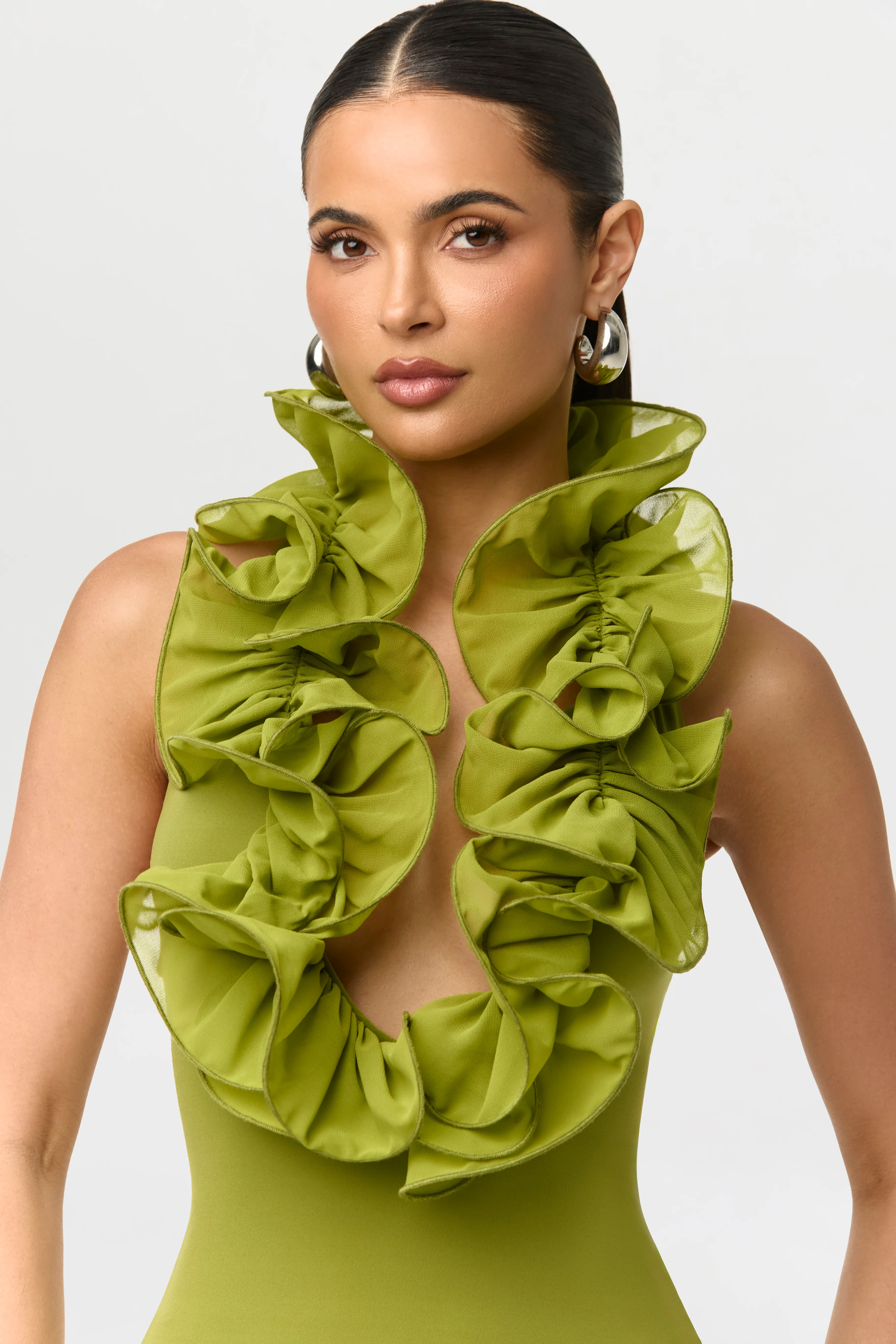 Naked Ruffle Halter Maxi Dress - Image 3